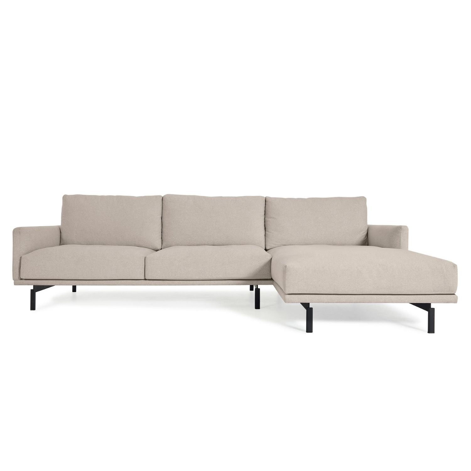 LAFORMA Galene 3 pers. sofa, m. højre chaiselong - beige genbrugsfibre og jern