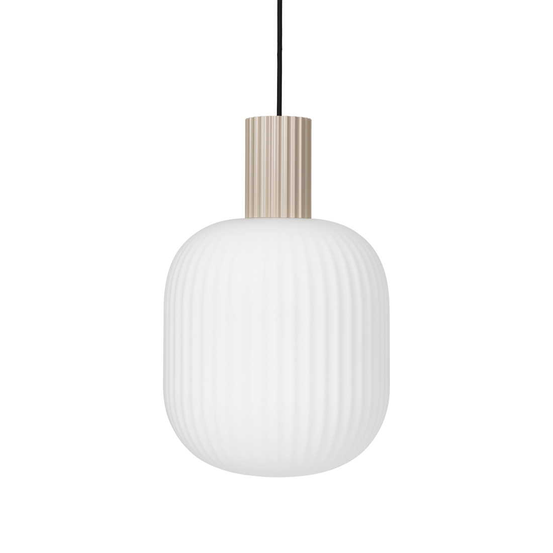 BROSTE COPENHAGEN Lolly loftlampe - hvid opal glas og sand aluminium