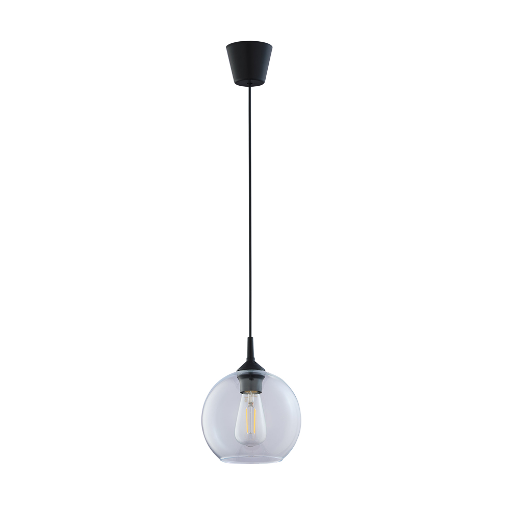 TK Cubus loftlampe - klar glas og sort metal