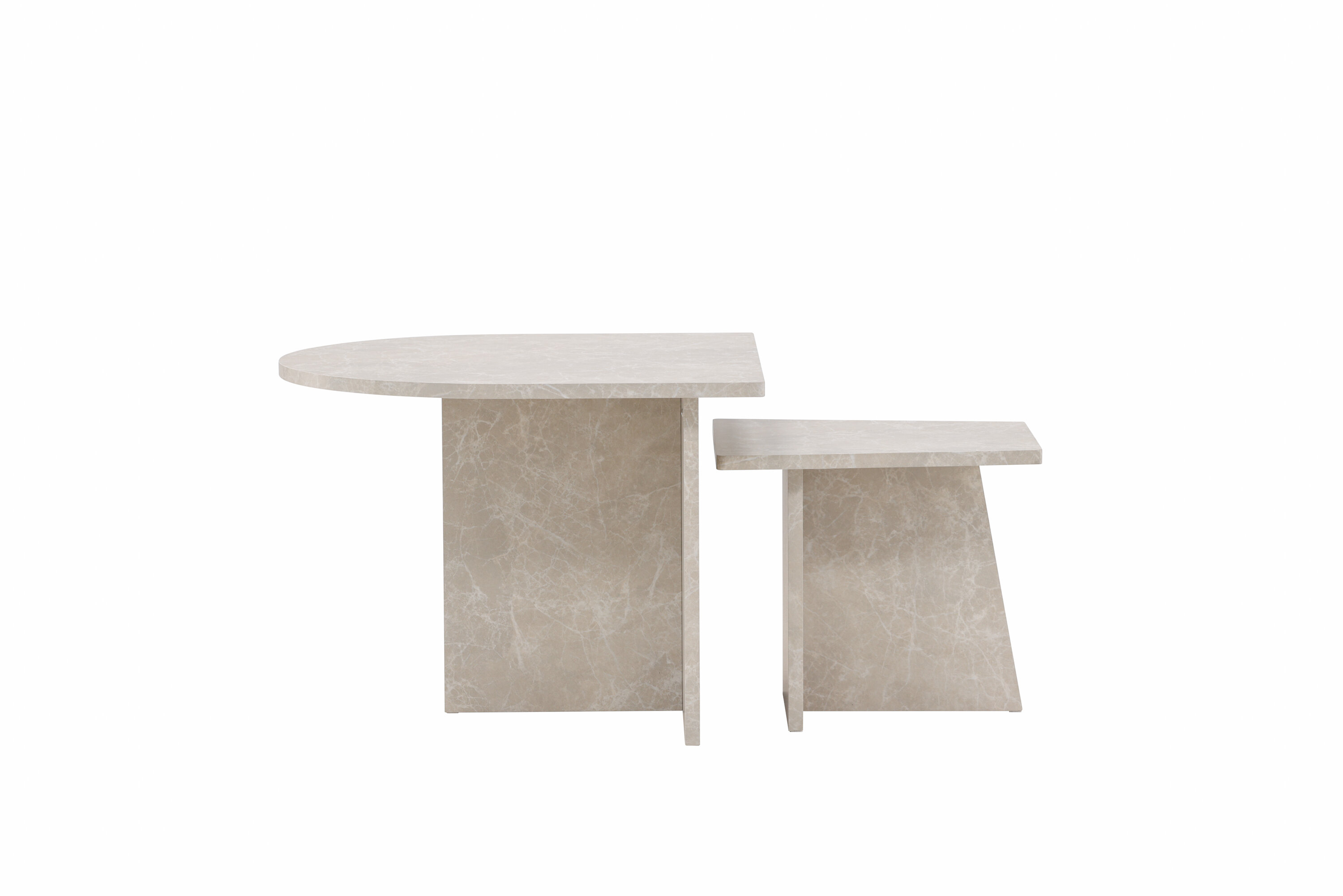 Køb VENTURE DESIGN Sala sofabord - beige marmorlook MDF (60x60) 40x40) (sæt med 2) - Pris 1399.00 kr.
