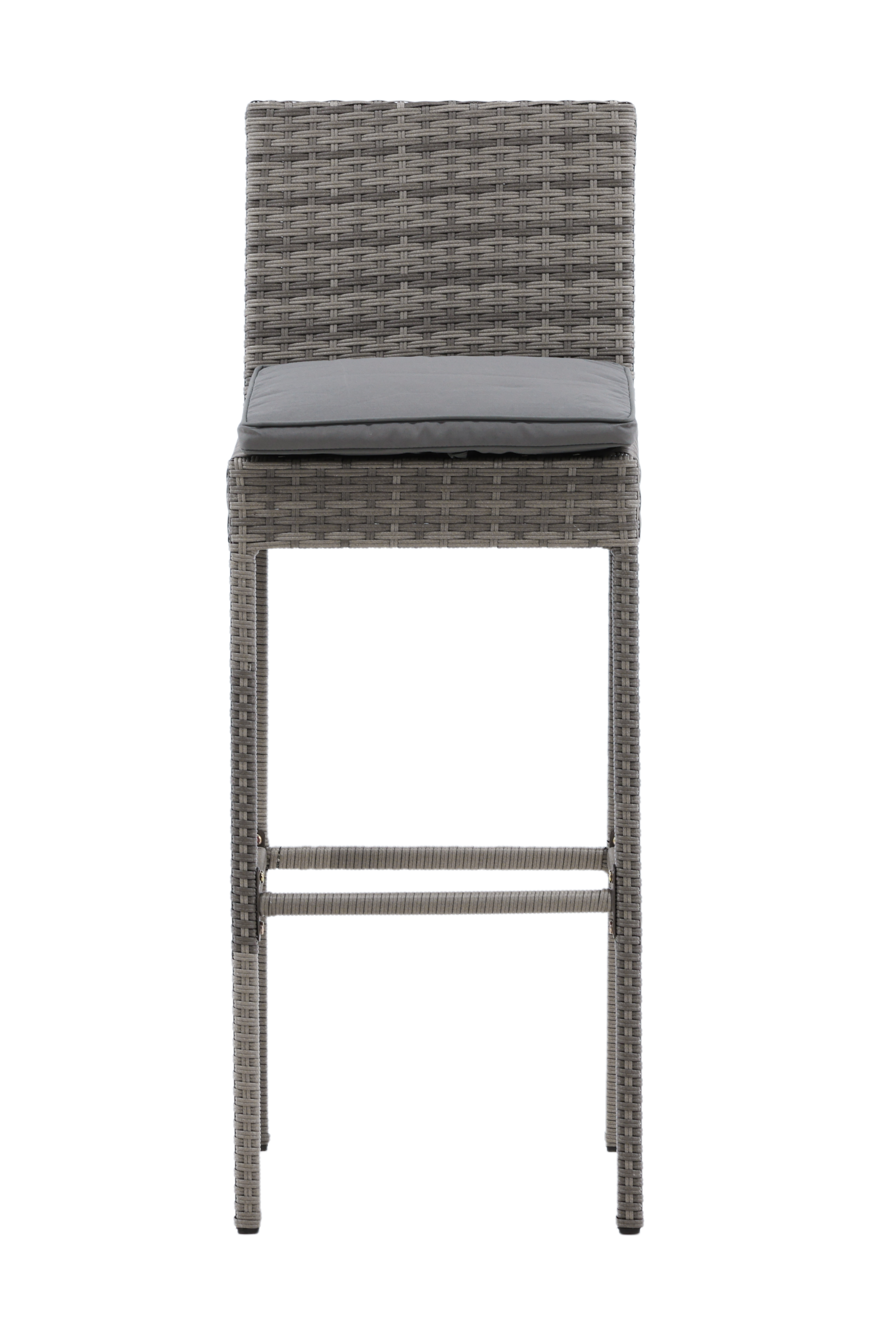 VENTURE DESIGN Alo udendørs barstol, m. ryglæn og fodstøtte - grå polyrattan og aluminium