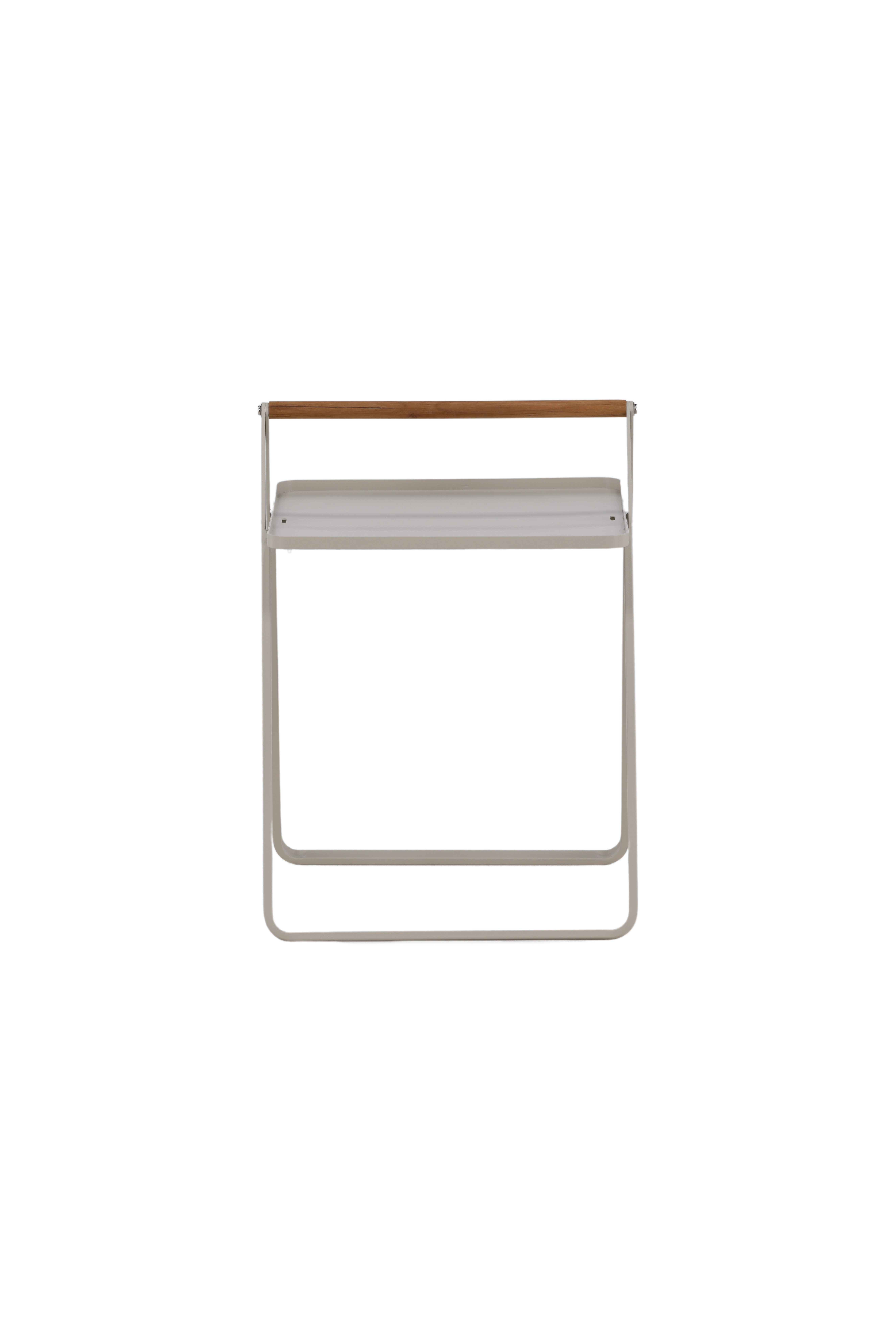 VENTURE DESIGN Clarin udendørs sidebord, m. teaktræ håndtag, kvadratisk - beige stål (45x45)