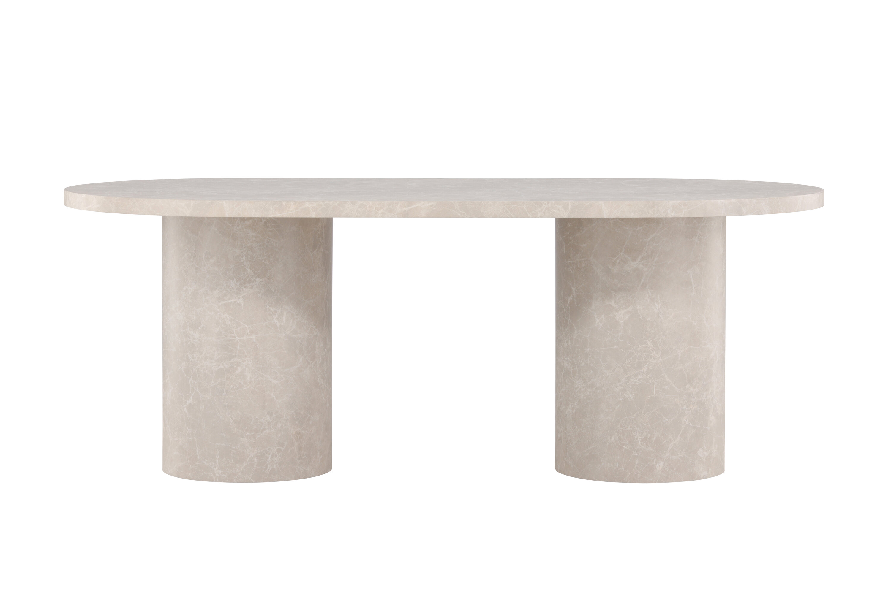 VENTURE DESIGN Narvik spisebord, ovalt – beige MDF med marmorlook (100×200)