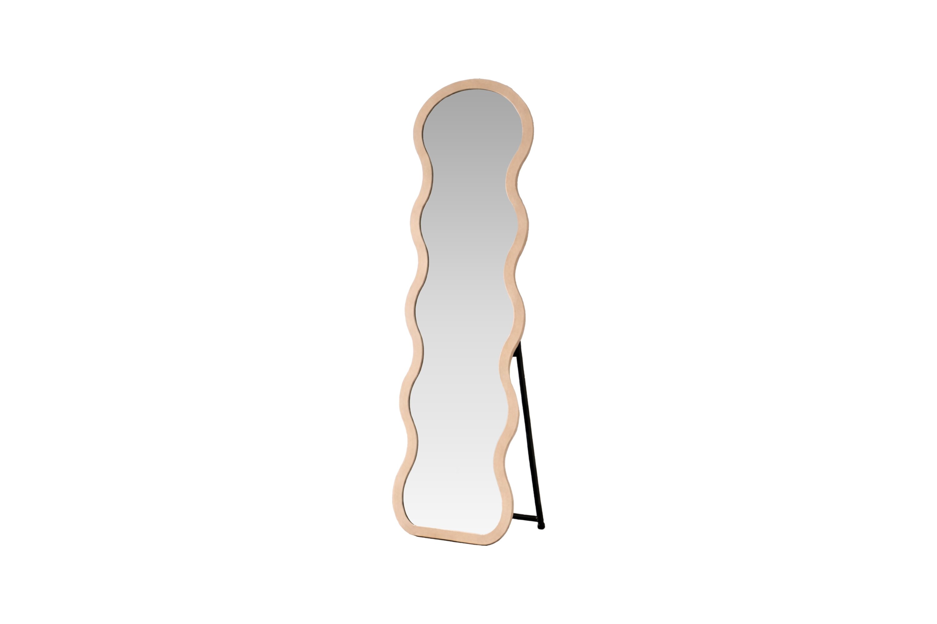 VENTURE HOME Loui gulvspejl, organisk - spejlglas og beige MDF (158x49)