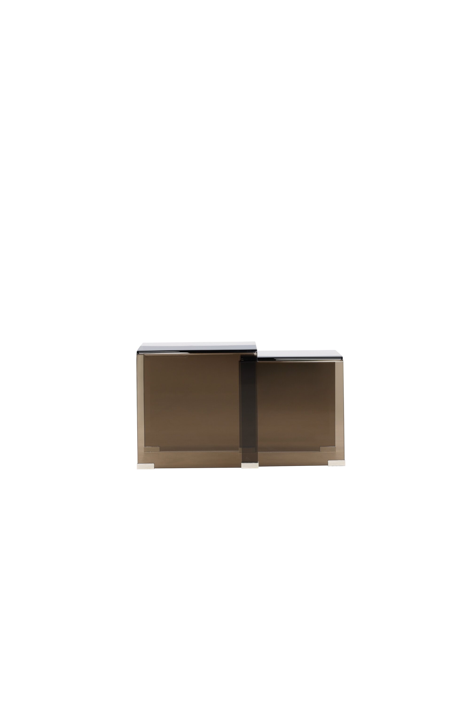 VENTURE HOME Telemark sidobord 42x42x42 cm, 36x36x39 cm - brunt glas