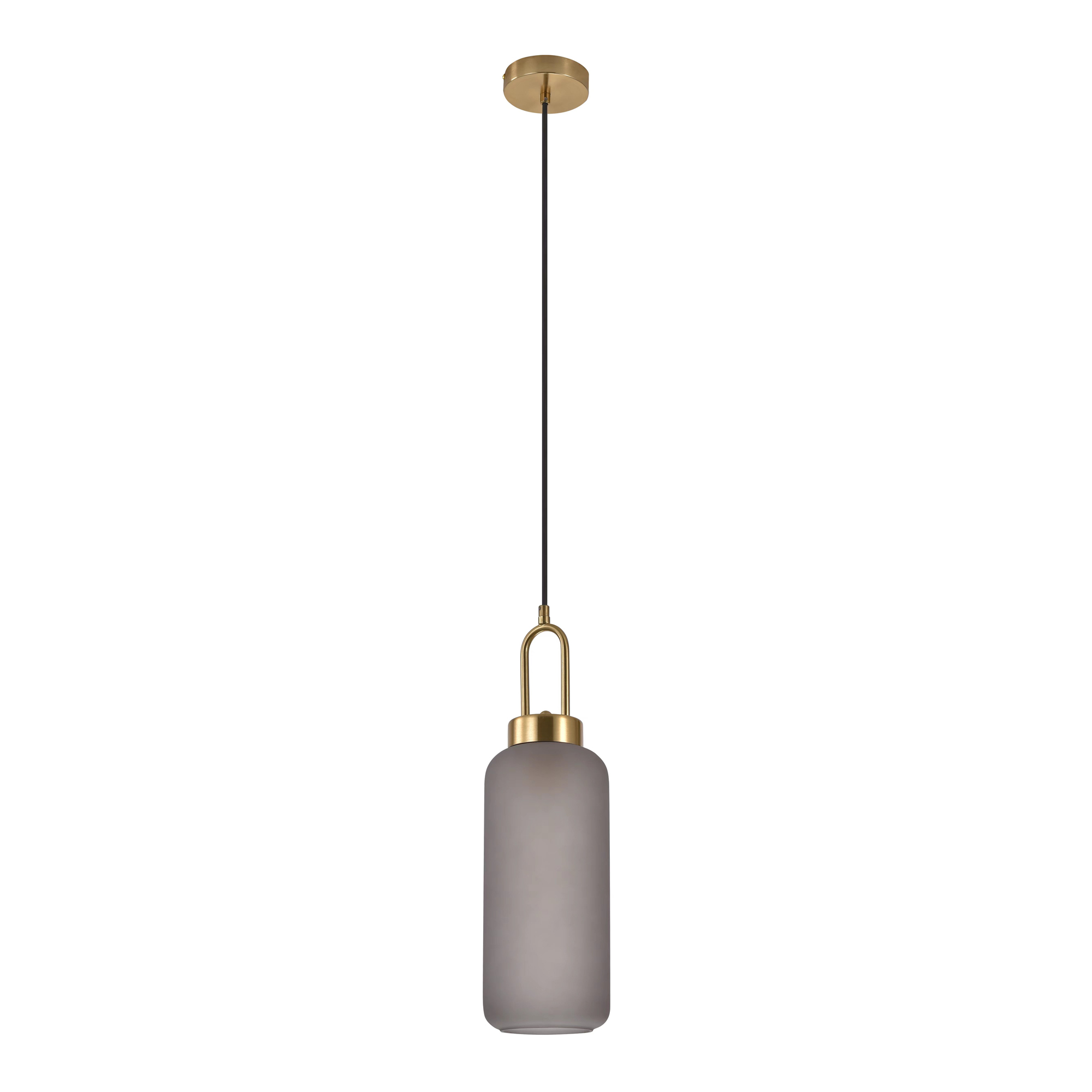 HOUSE NORDIC Luton loftlampe, cylinderformet - mat smokey glas og messing stål (Ø13)