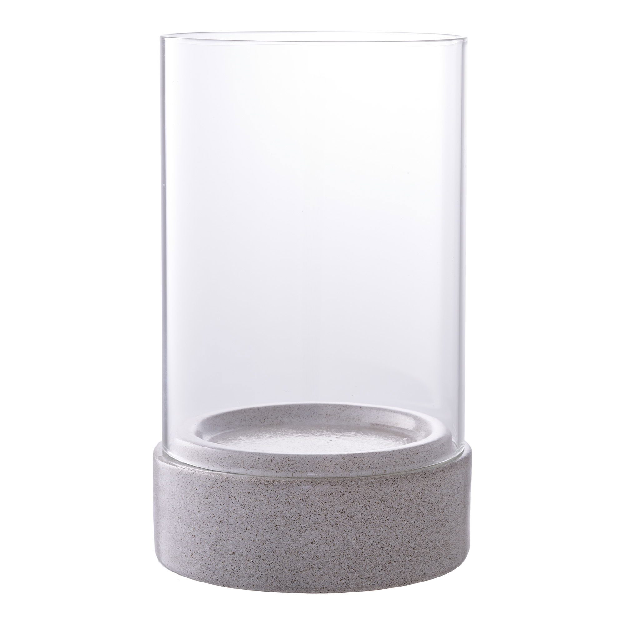 HOUSE NORDIC Hurricane Candleholder – Hurricane lysestake, keramikk/glass, grå16×25,5 cm