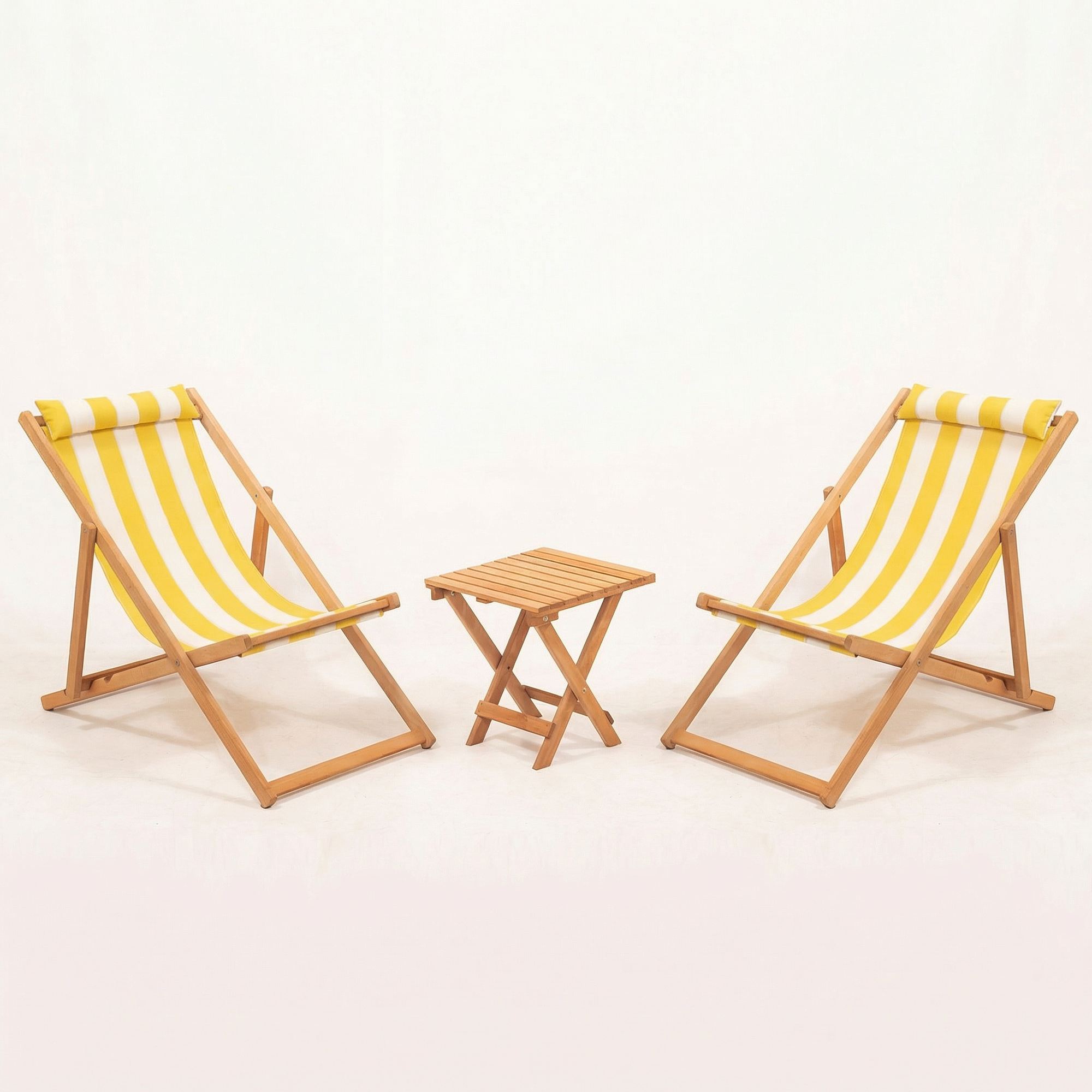 NORDVÄRK Myn03 - Gult havebord og stolesæt (3 dele)