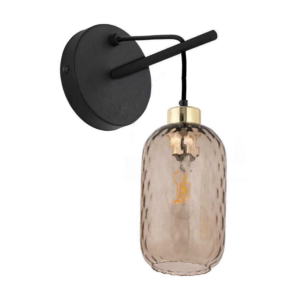 TK Pescara væglampe - glas og sort metal