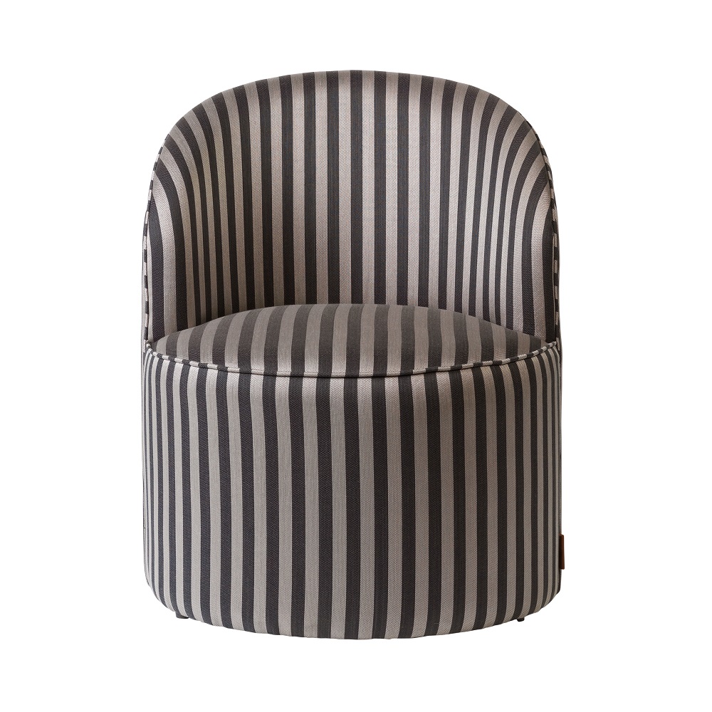 6: COZY LIVING Effie loungestol, rund - stribet grå polyester (Ø66)