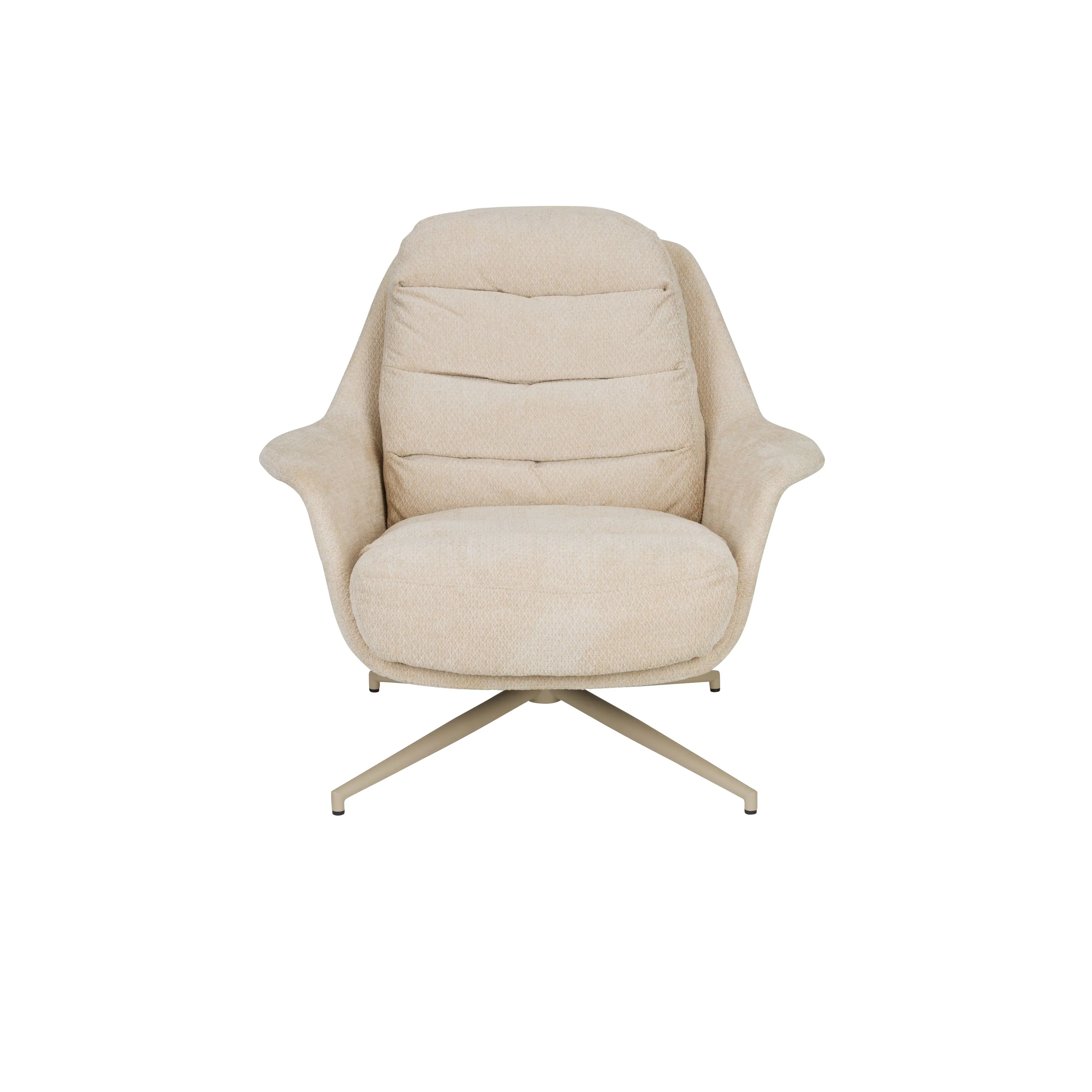 ZUIVER Philly drejestol, m. armlæn - beige polyester og metal