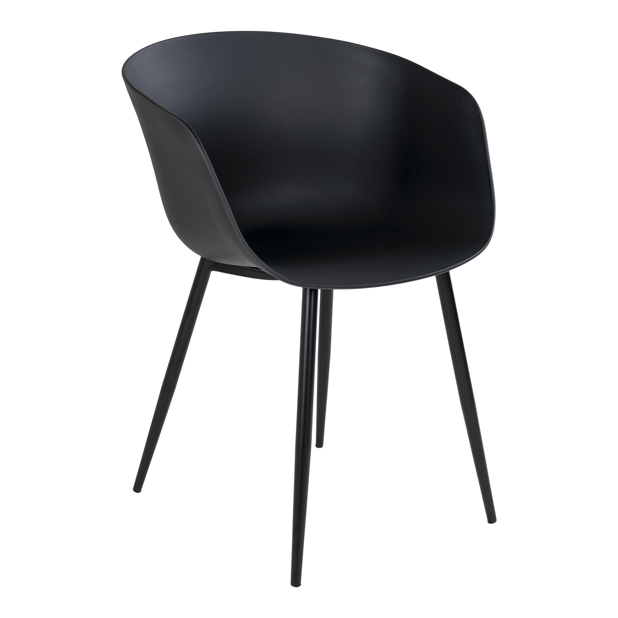 4: HOUSE NORDIC Roda spisebordsstol, m. armlæn - sort plastik og sort stål