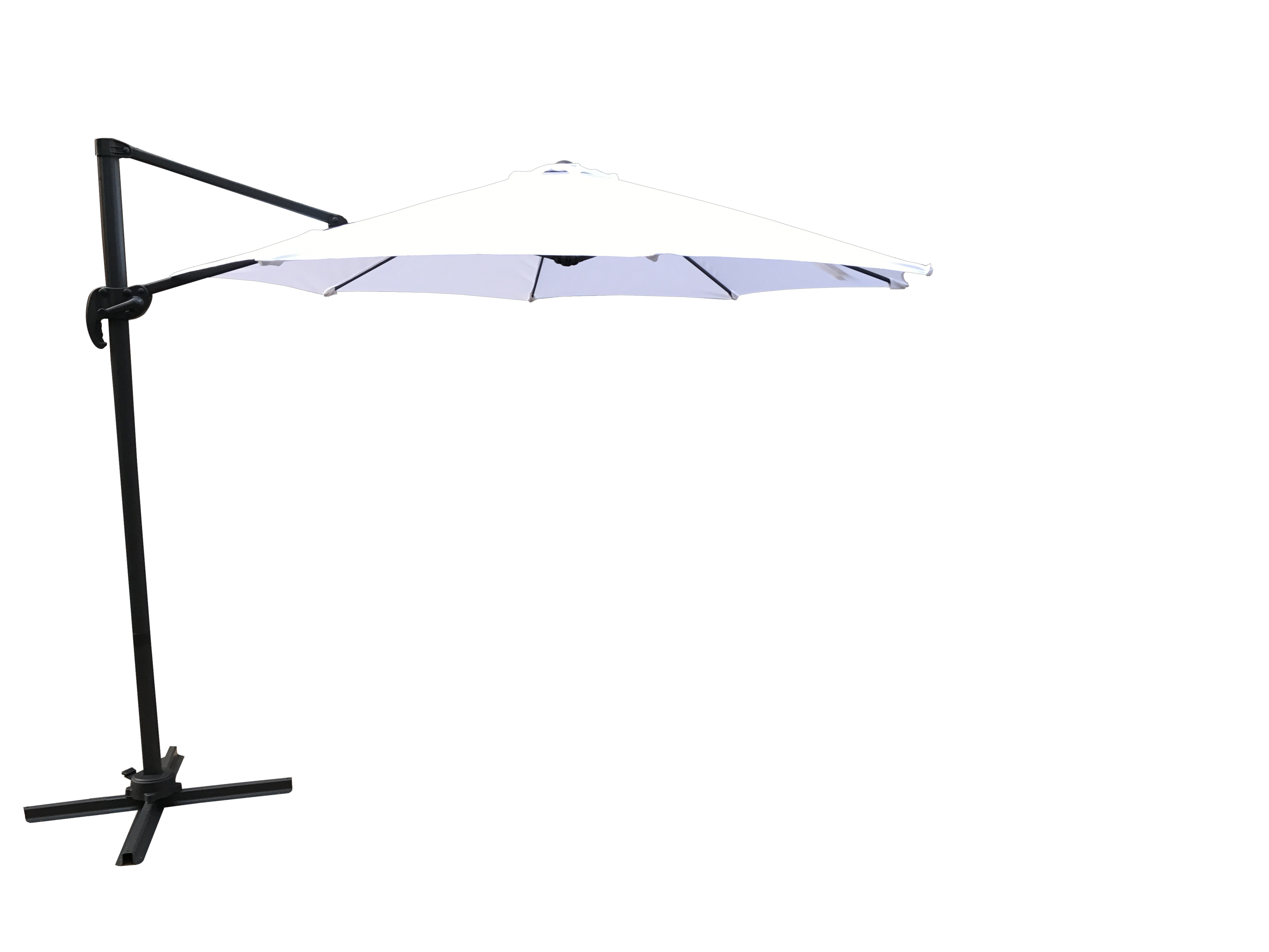 VENTURE DESIGN Leeds parasol med tilt, 3m - hvid, sort aluminium og stål