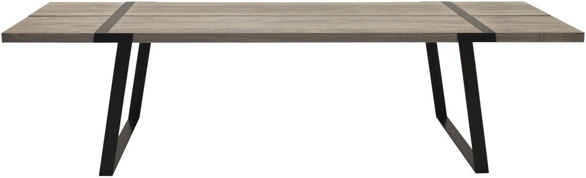 CANETT Gigant plankebord - massiv hvidolieret egetræ og sort jern (290x100) thumbnail