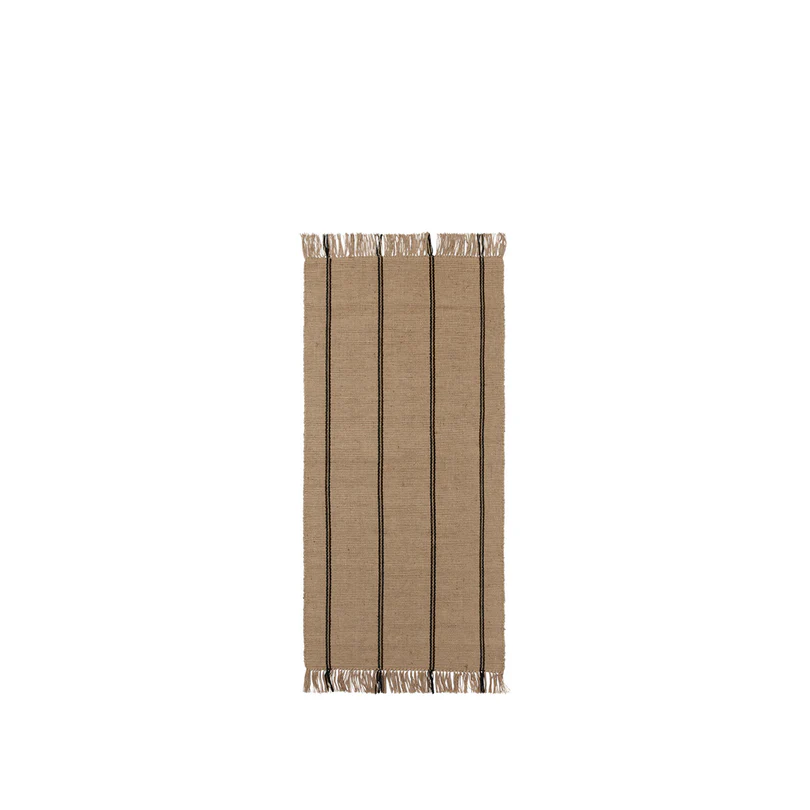 broste copenhagen yuki matta, rektangulär - naturlig jute och svart bomull (140x70)