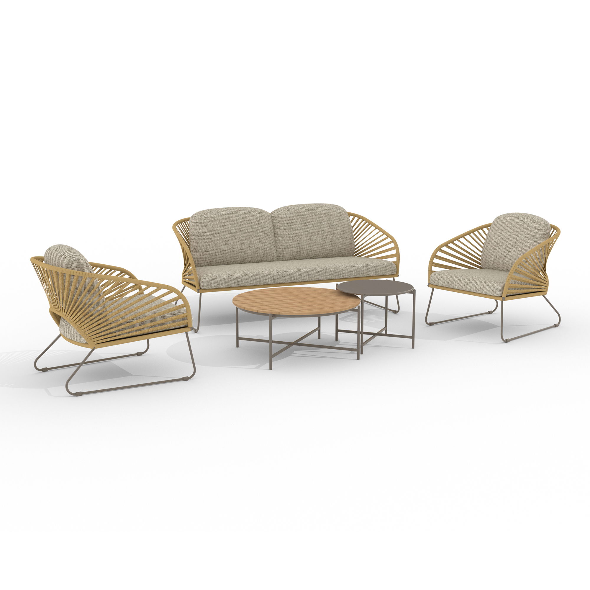 HOUSE NORDIC Novella Loungesett – Loungesett, stål, beige, sand, inkl. puter