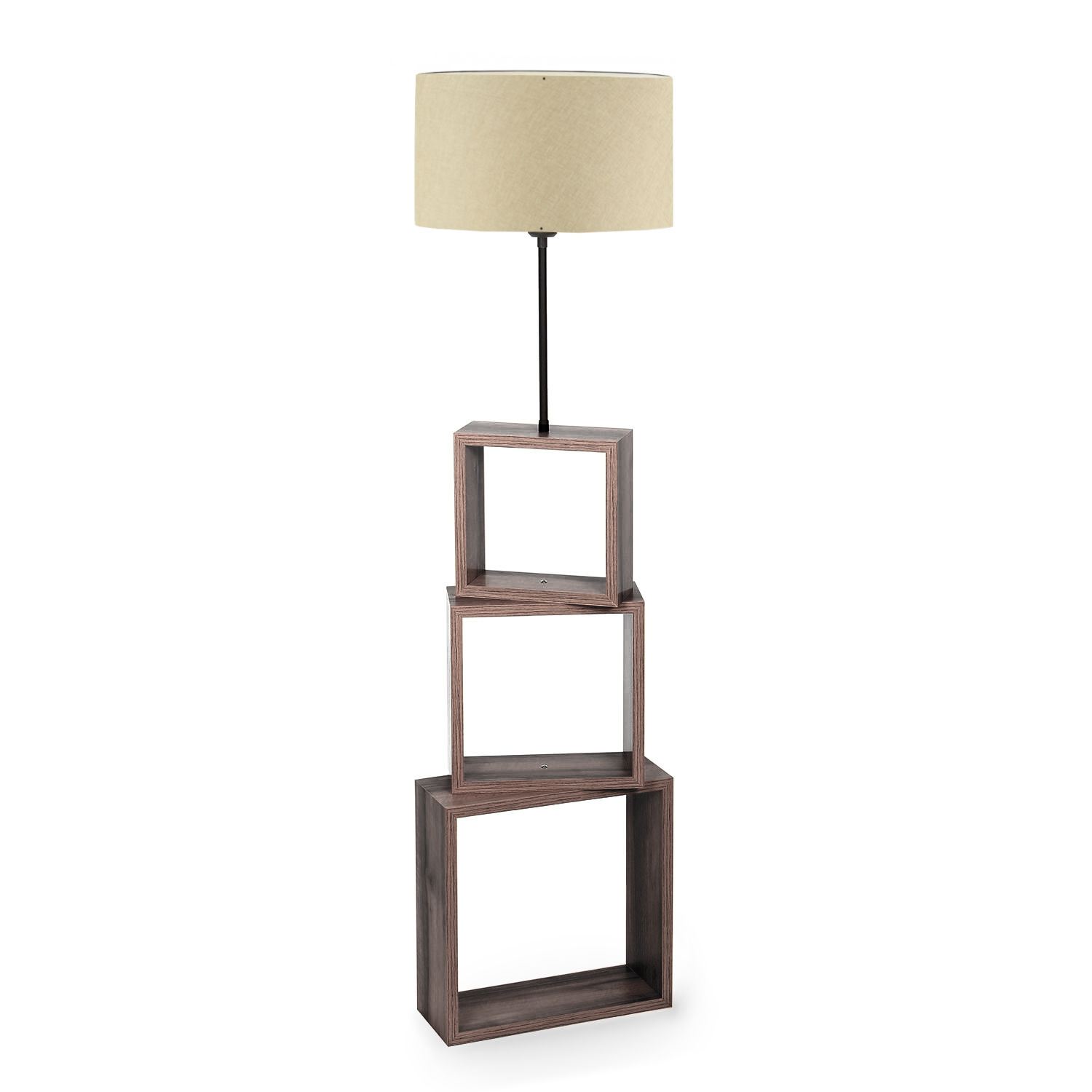 LUMI Civitavecchia gulvlampe, m. 3 opbevaringsrum i træ - creme stof og MDF