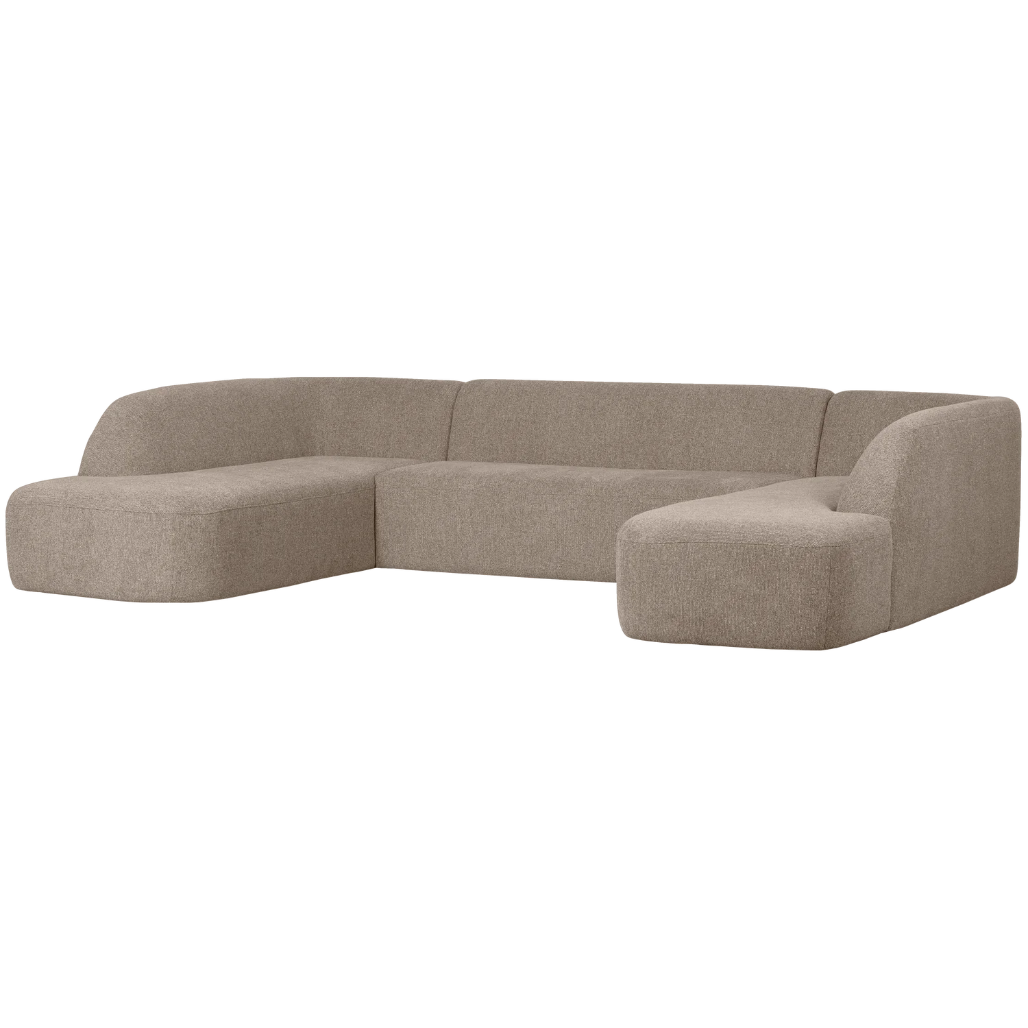 Woood Sloping U-formet Sofa Natur Meleret Chenille Stof