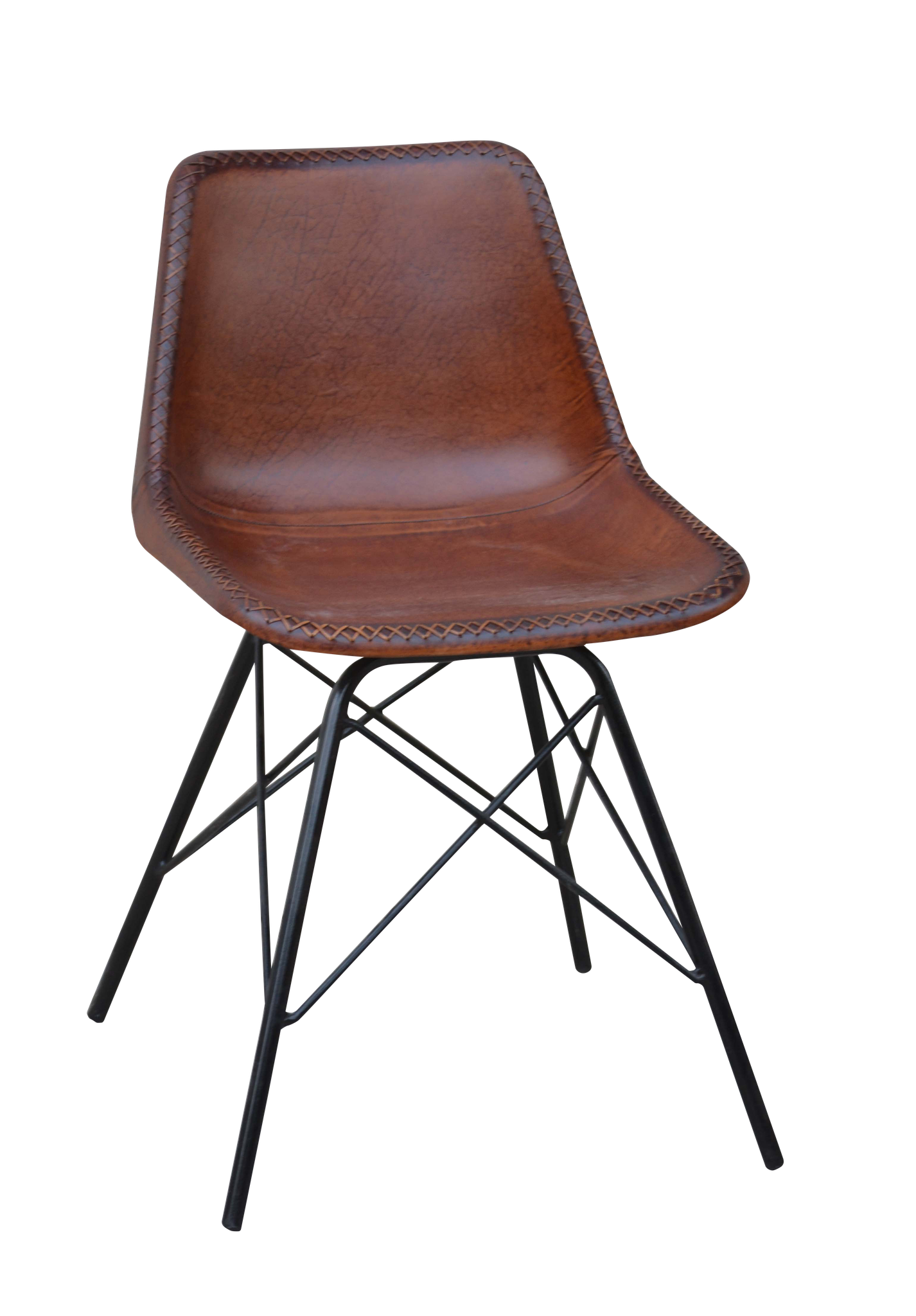 #3 - KILROY INDBO Melissa #7692 spisebordsstol - mocca brun læder og jern