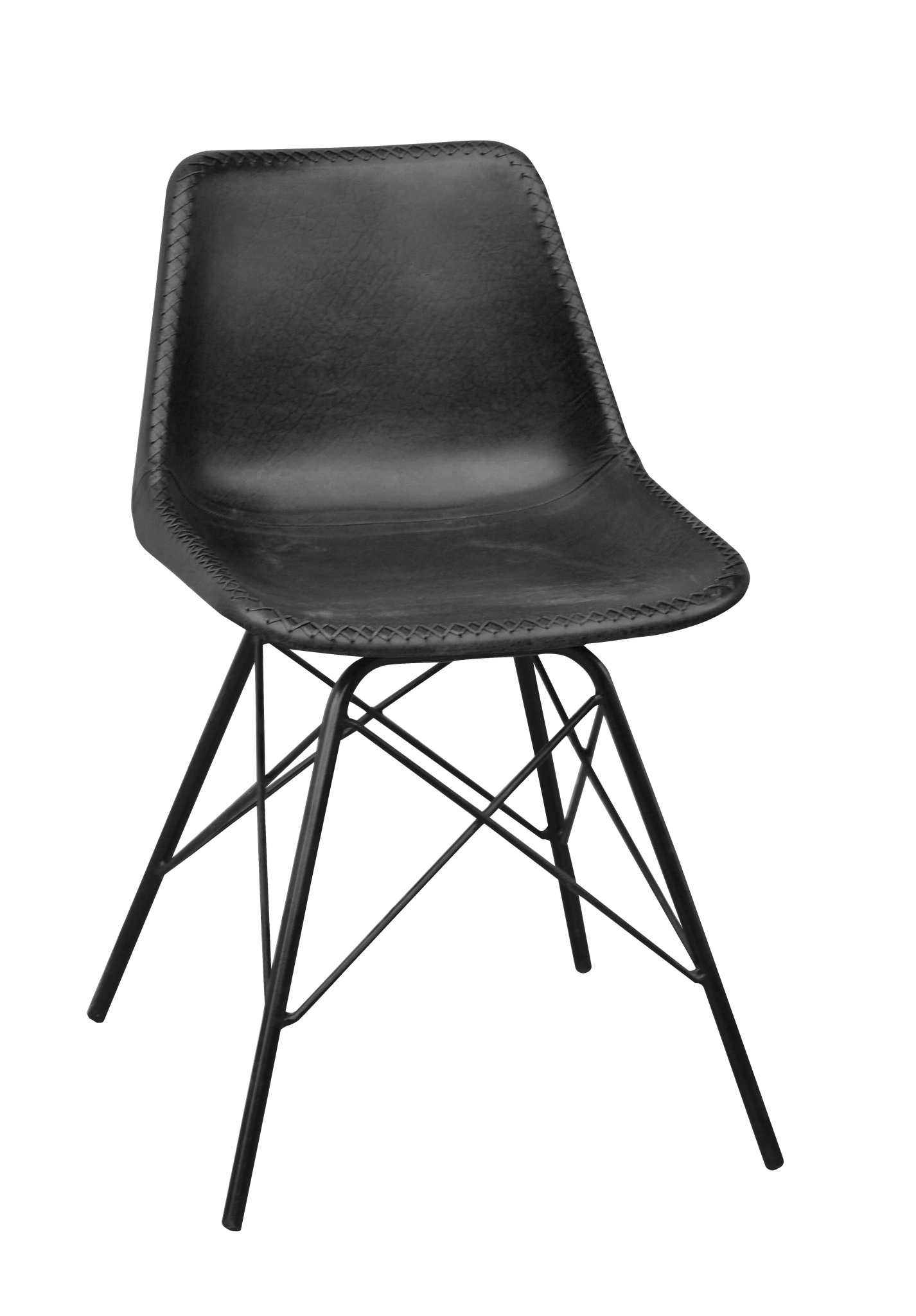 8: KILROY INDBO Melissa #7692 spisebordsstol - sort læder og jern