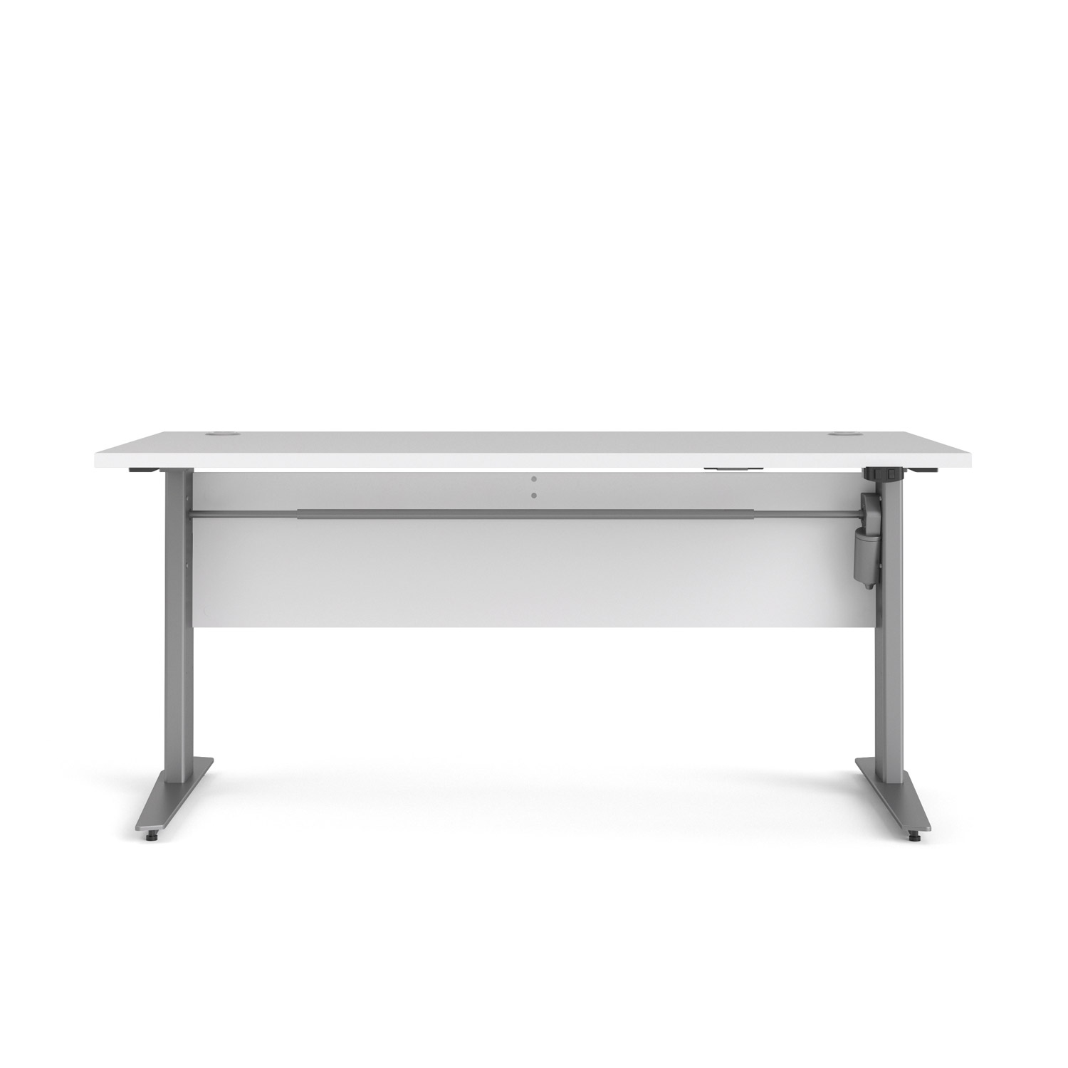 TVILUM Prima hæve sænkebord - hvid/sølvgråt stål  (150x80)