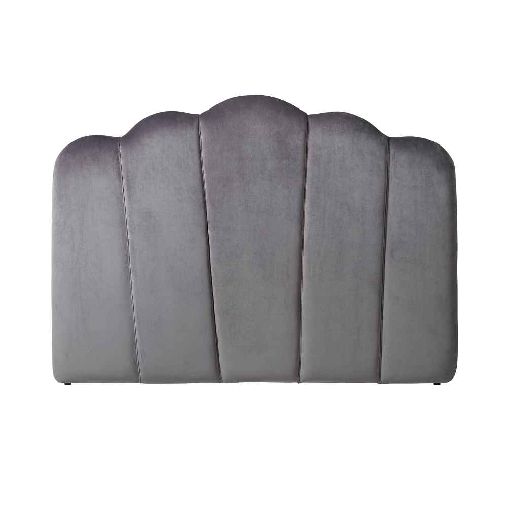 COZY LIVING Monroe sengegavl - stålgrå polyester fløjl (130x180)