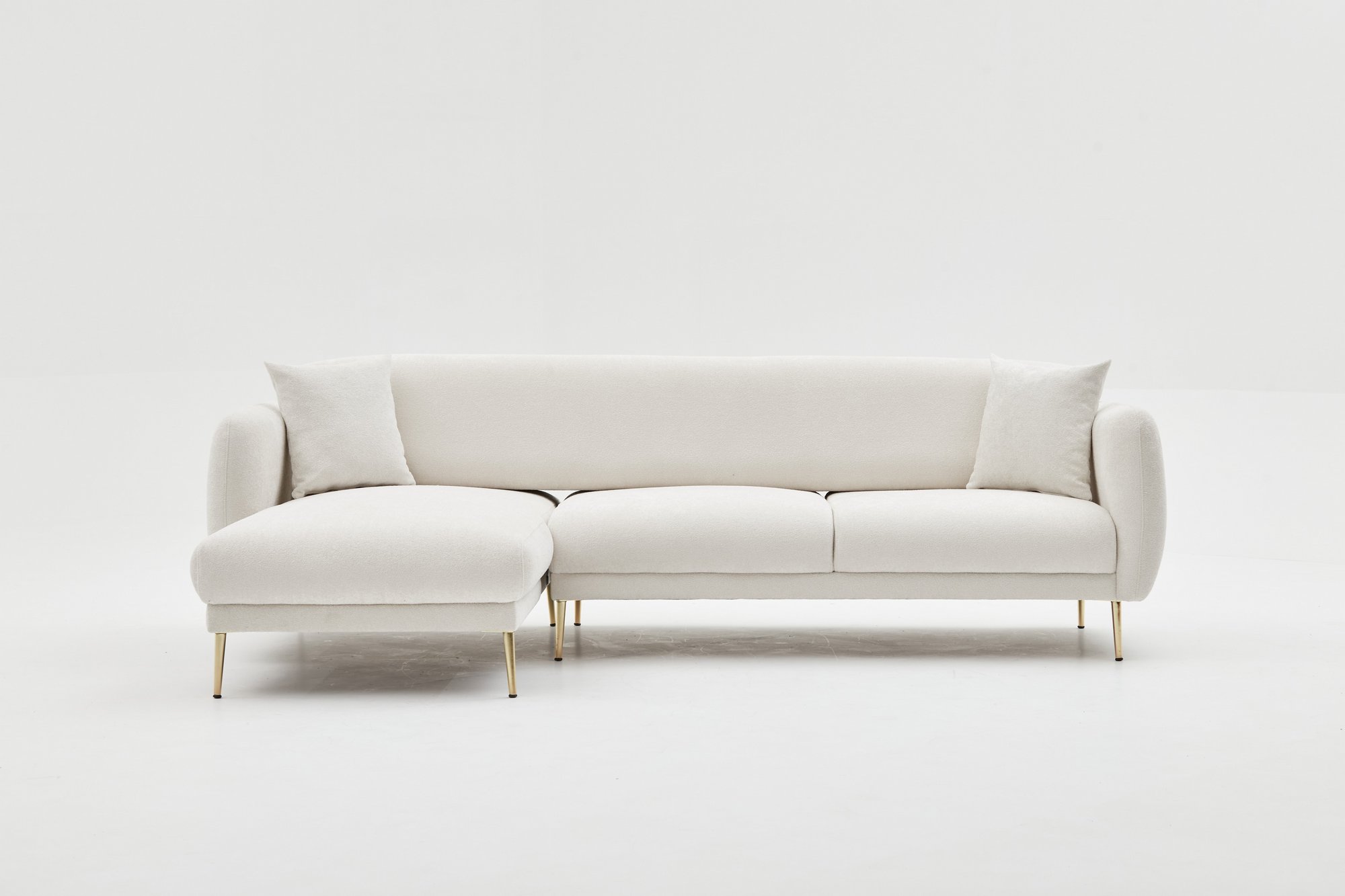 NORDVÄRK Simena venstre hjørnesofa - creme polyester