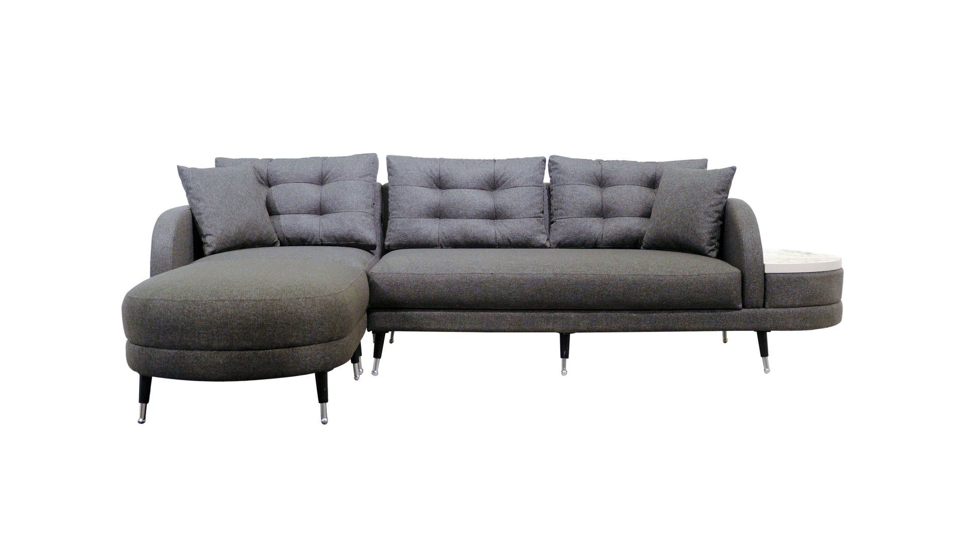 NORDVÄRK Milano hjørnesofa, m. bordplade - antracitgrå polyester