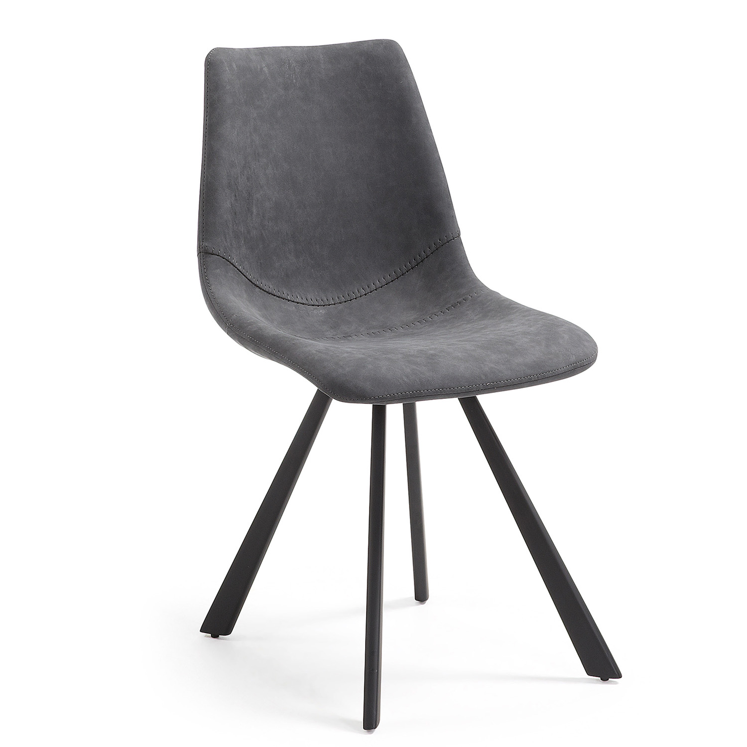 LAFORMA Andi spisebordsstol - grafitgrå PU og sort stål