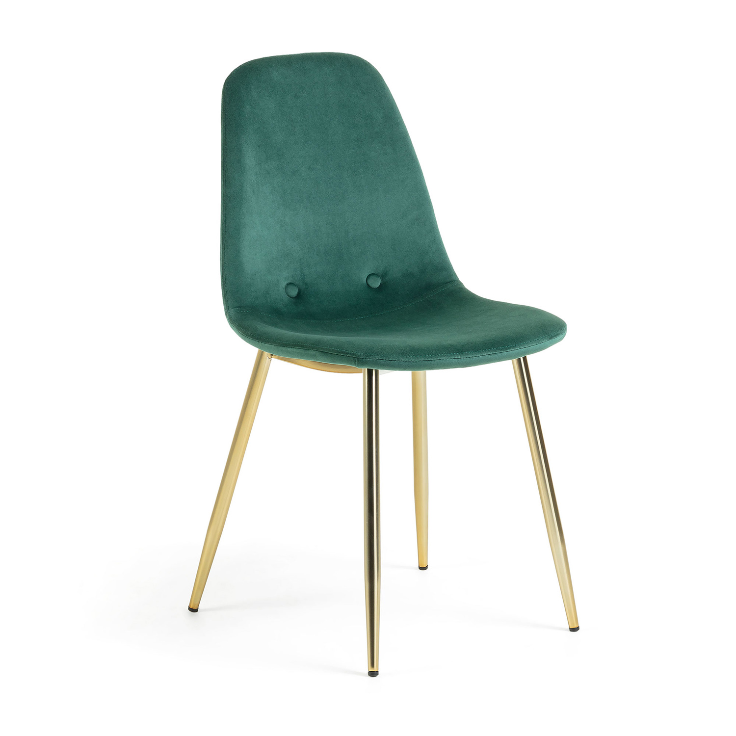 LAFORMA Lissy spisebordsstol - mørkegrøn velour og guld stål