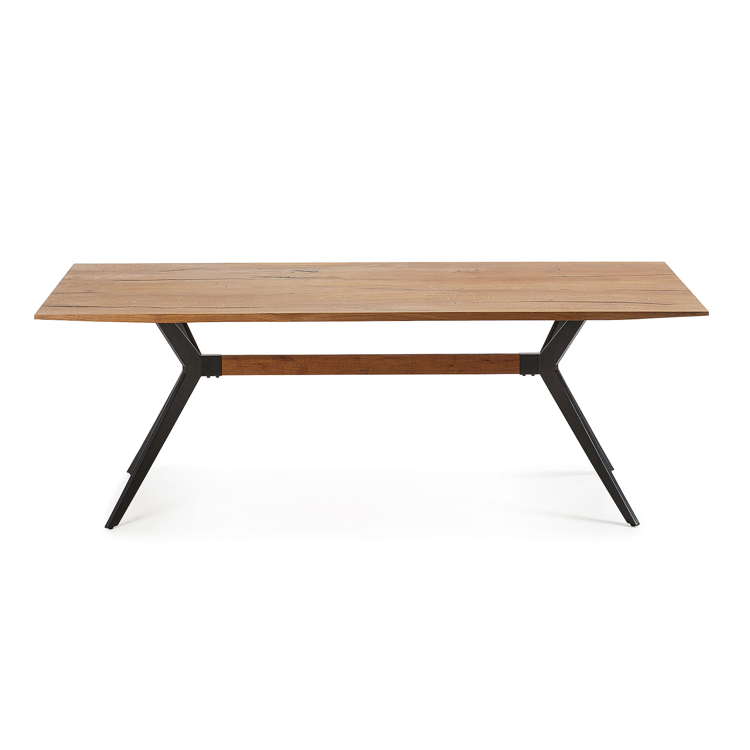 LAFORMA Amethyst spisebord - natur egetræ og sort stål (160x90)