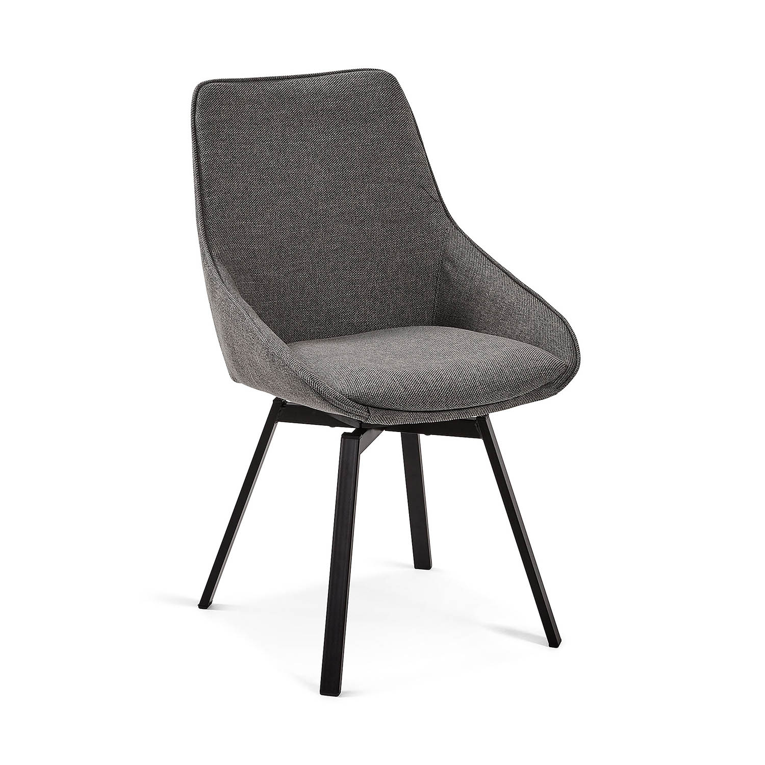 LAFORMA Haston spisebordsstol m. armlæn - mørkegrå stof og metal med krydsfiner