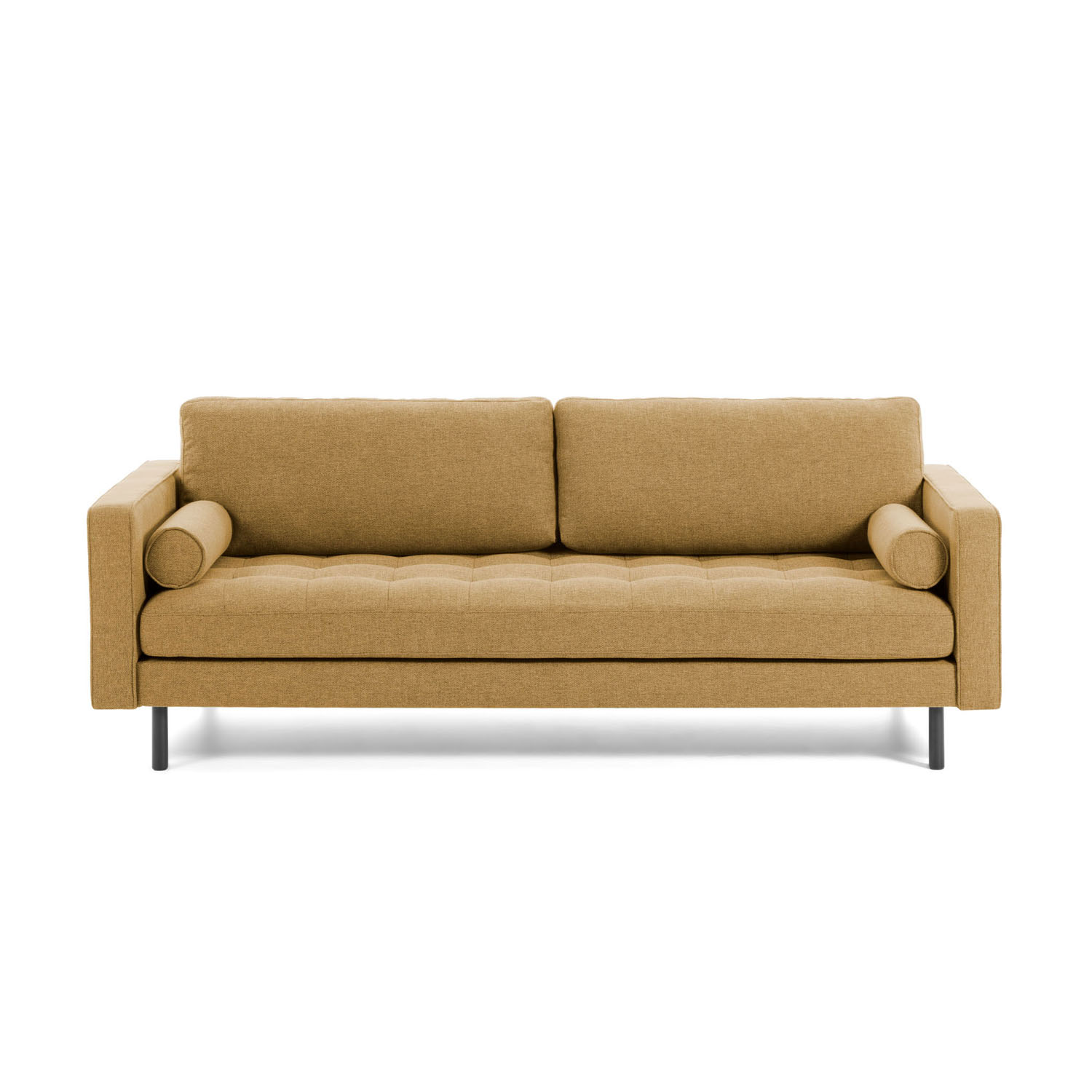 LAFORMA Bogart 2 pers. sofa - sennepsgult stof og bøg thumbnail