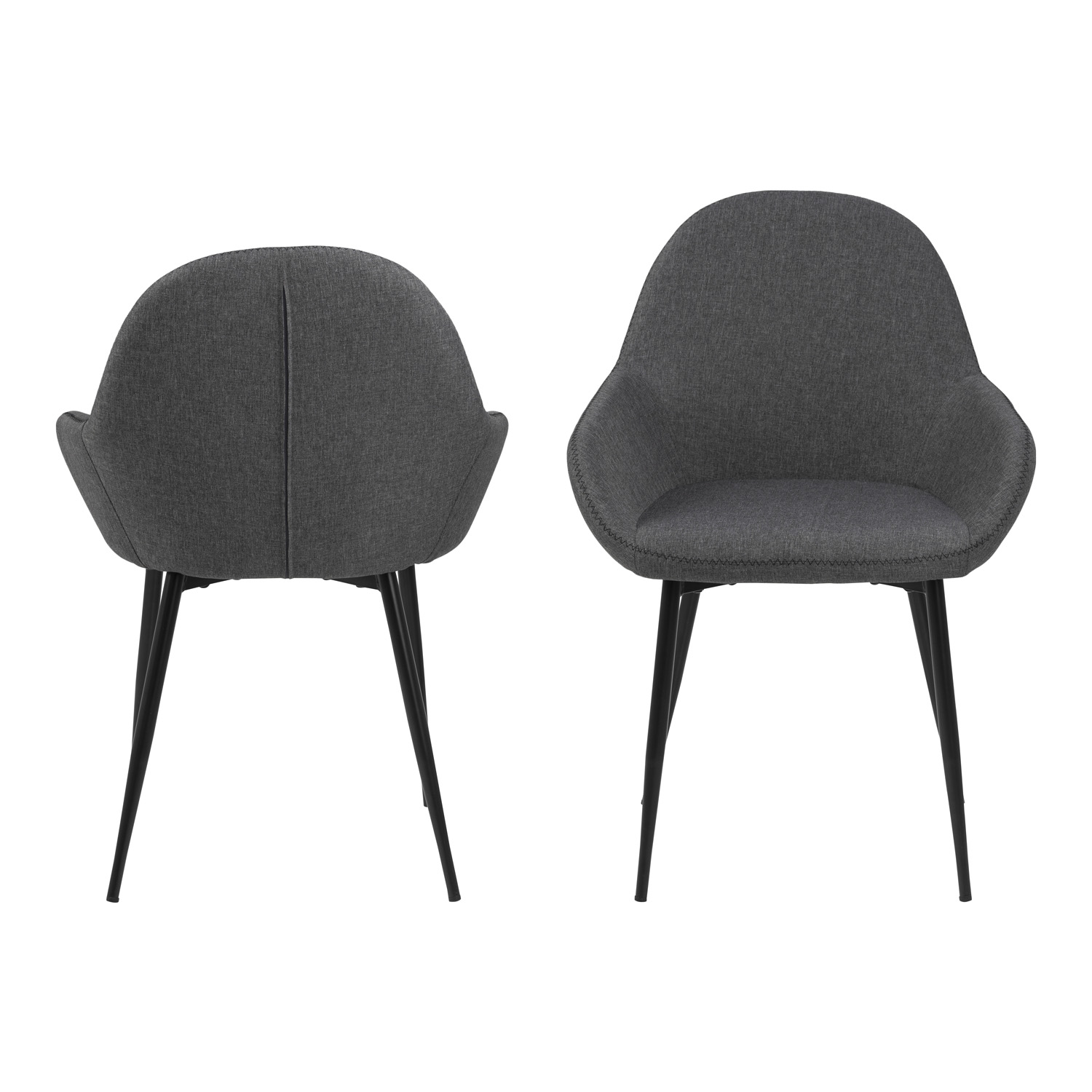 ACT NORDIC Candis spisebordsstol m. armlæn - grå stof og sort metal