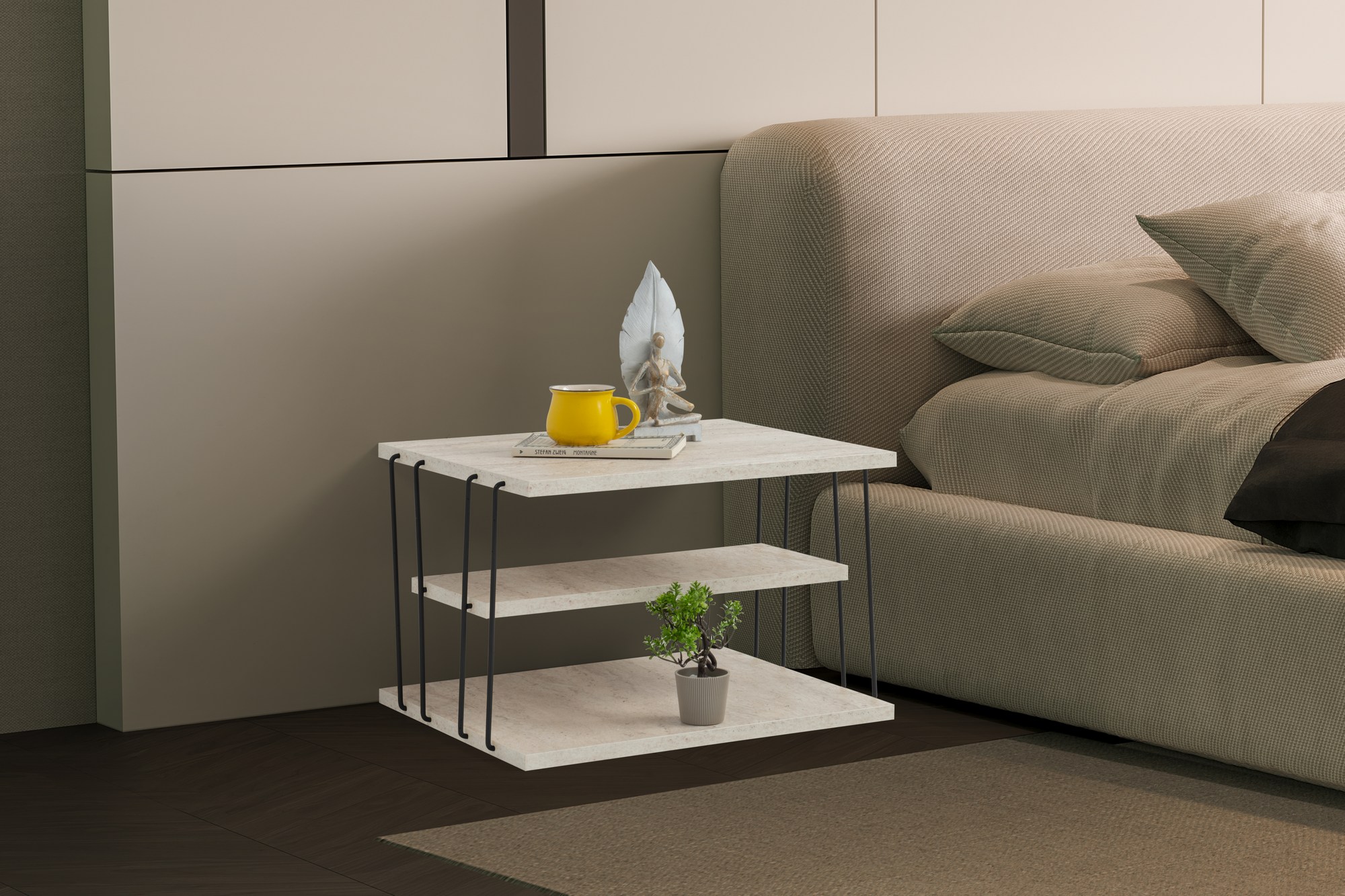 NordvÄrk Lifon Sort Travertin Sidebord