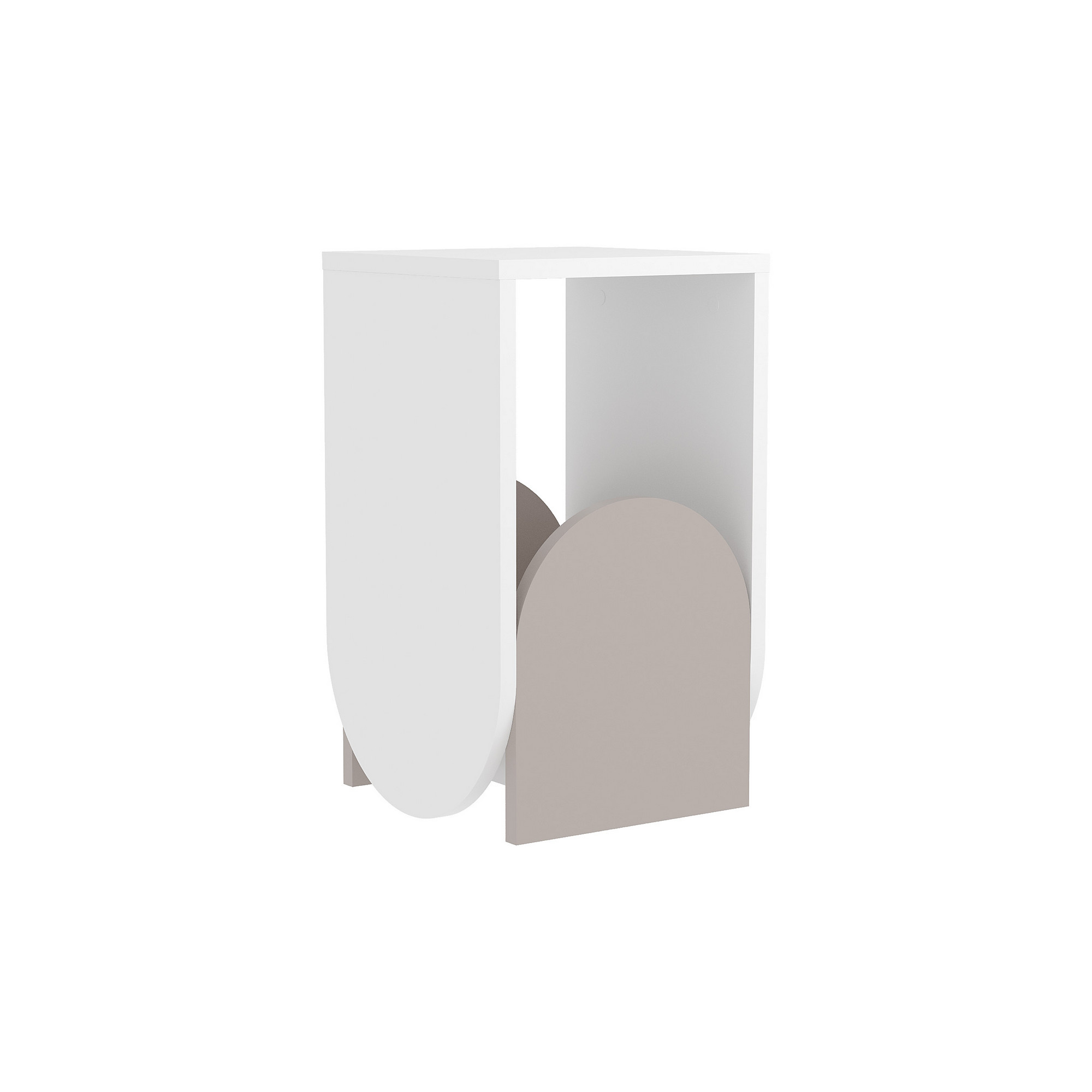 NORDVÄRK Nun sidebord, kvadratisk - hvid og lys mokka melamin (32x32)