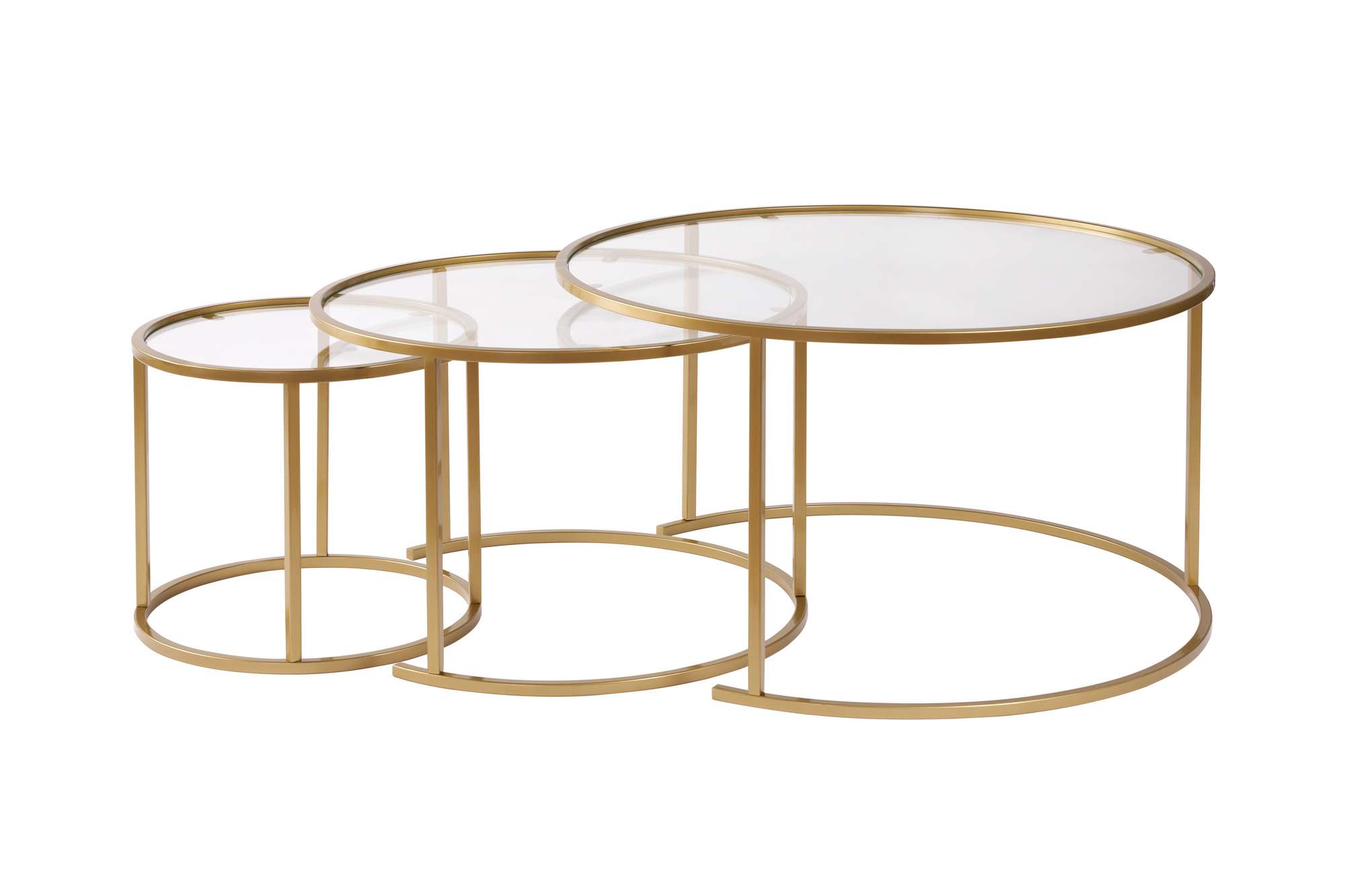 NORDVÉRK Aurum – 80, 60, 42 – Gull, transparent sofabordsett