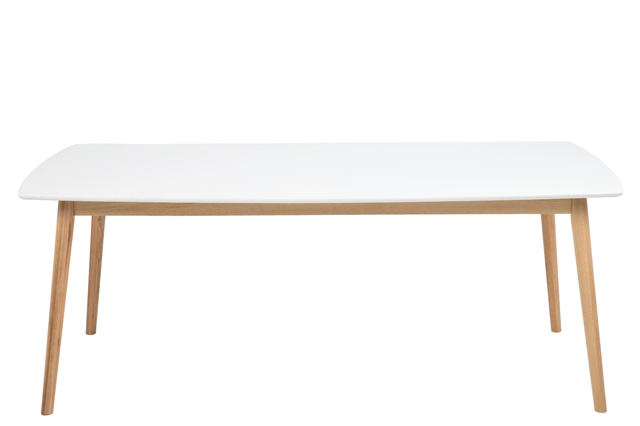 Nagano spisebord med udtræk - hvid bordplade, m. egetræsben, 180x90 thumbnail