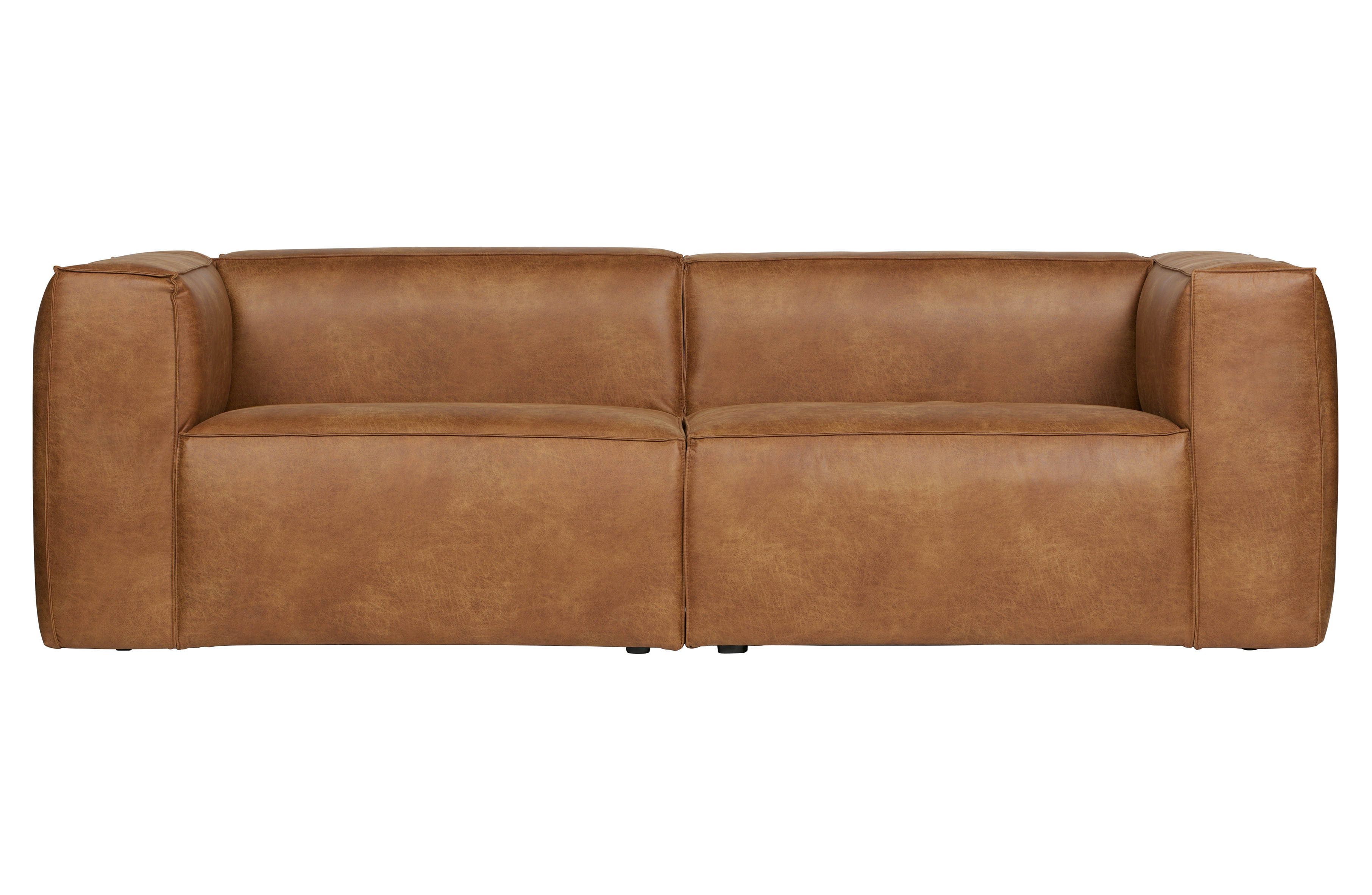 WOOOD Bean 3,5-personers soffa - cognac läderfiber/polyester
