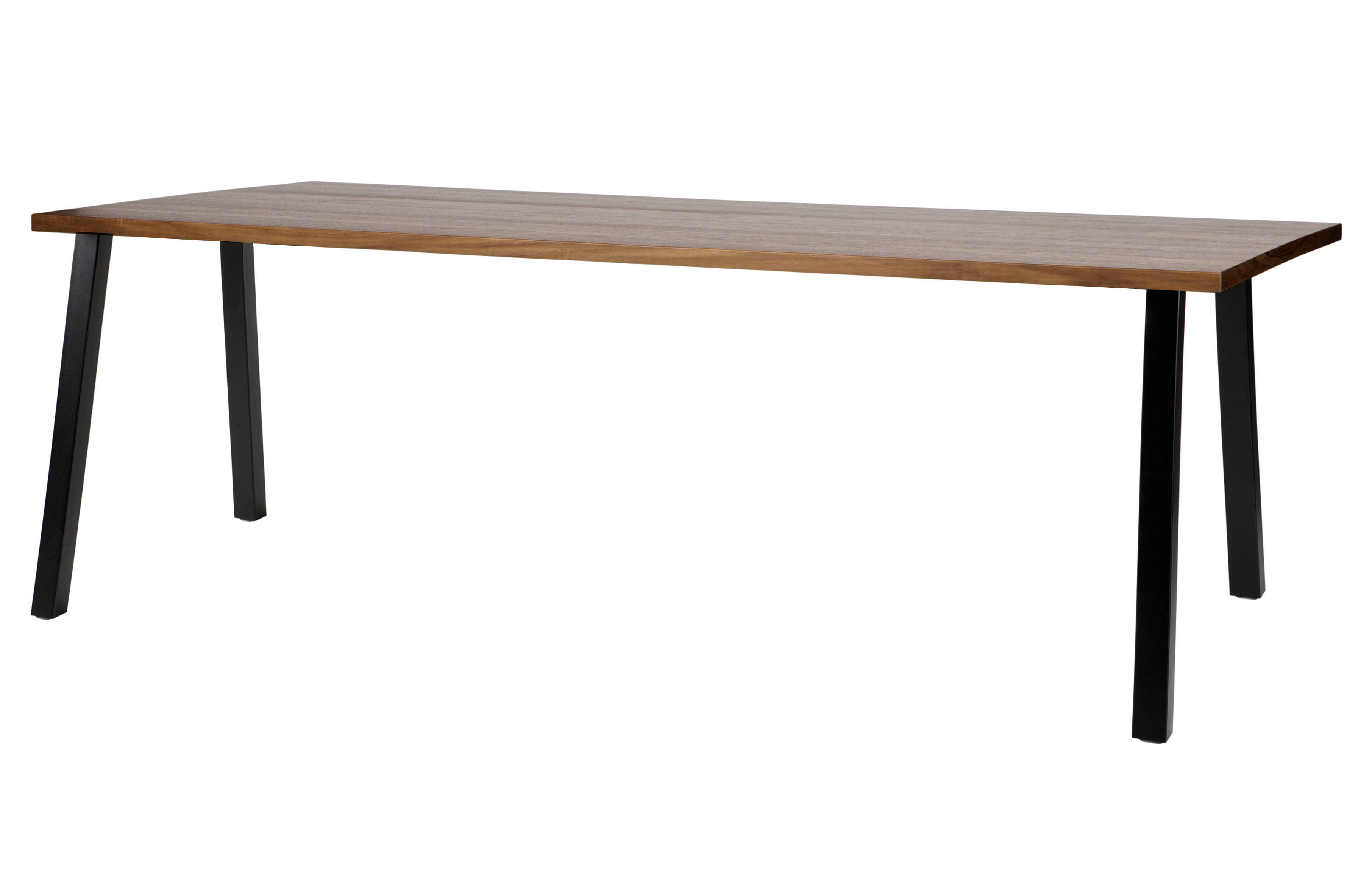 WOOOD EXCLUSIVE James spisebord, m. A-ben - valnøddefinér og sort stål (200x90)