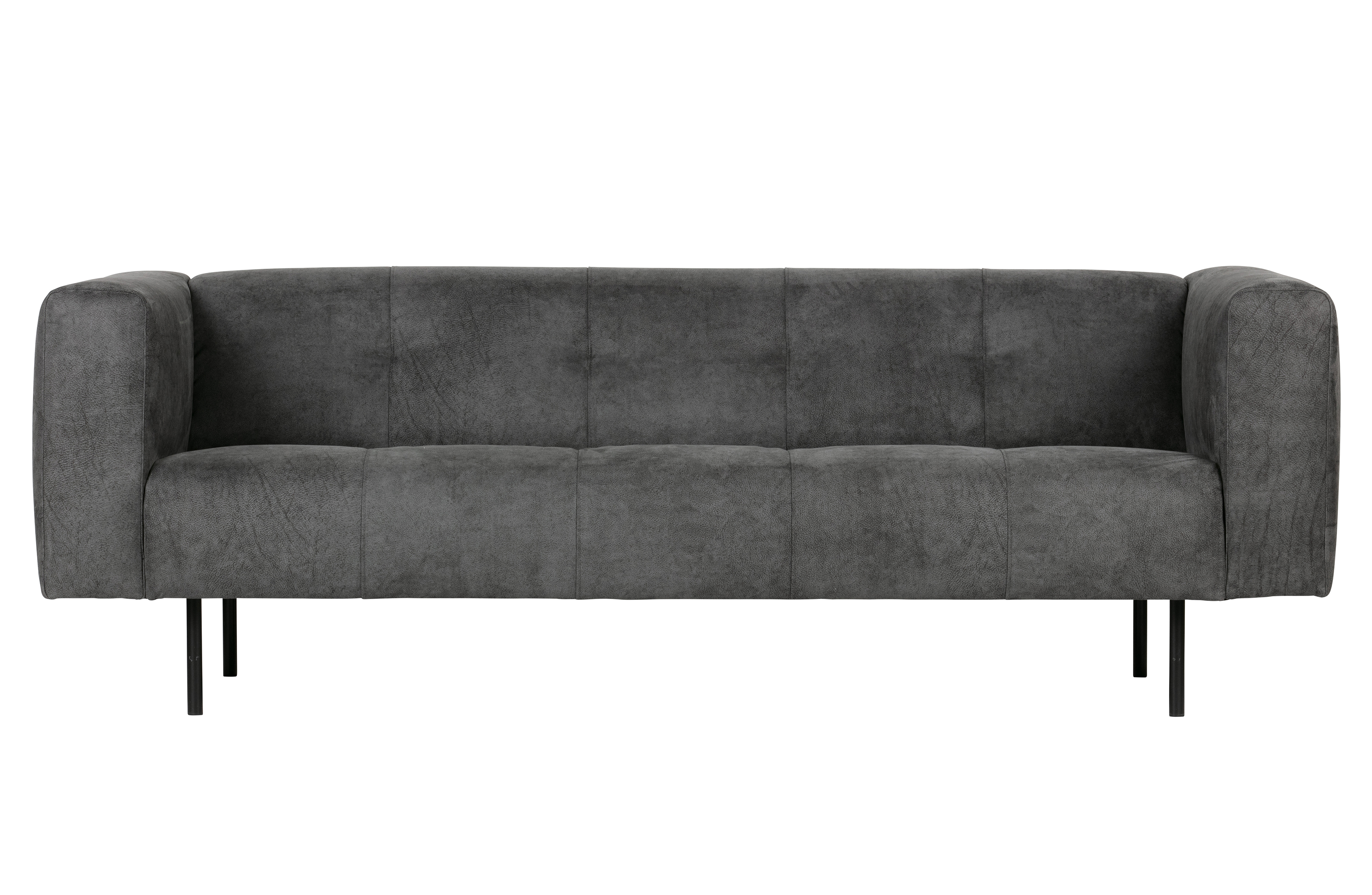 VTWONEN Skin 2,5 pers sofa - mørkegrå mikrofiber polyester og sort metal (B:213)