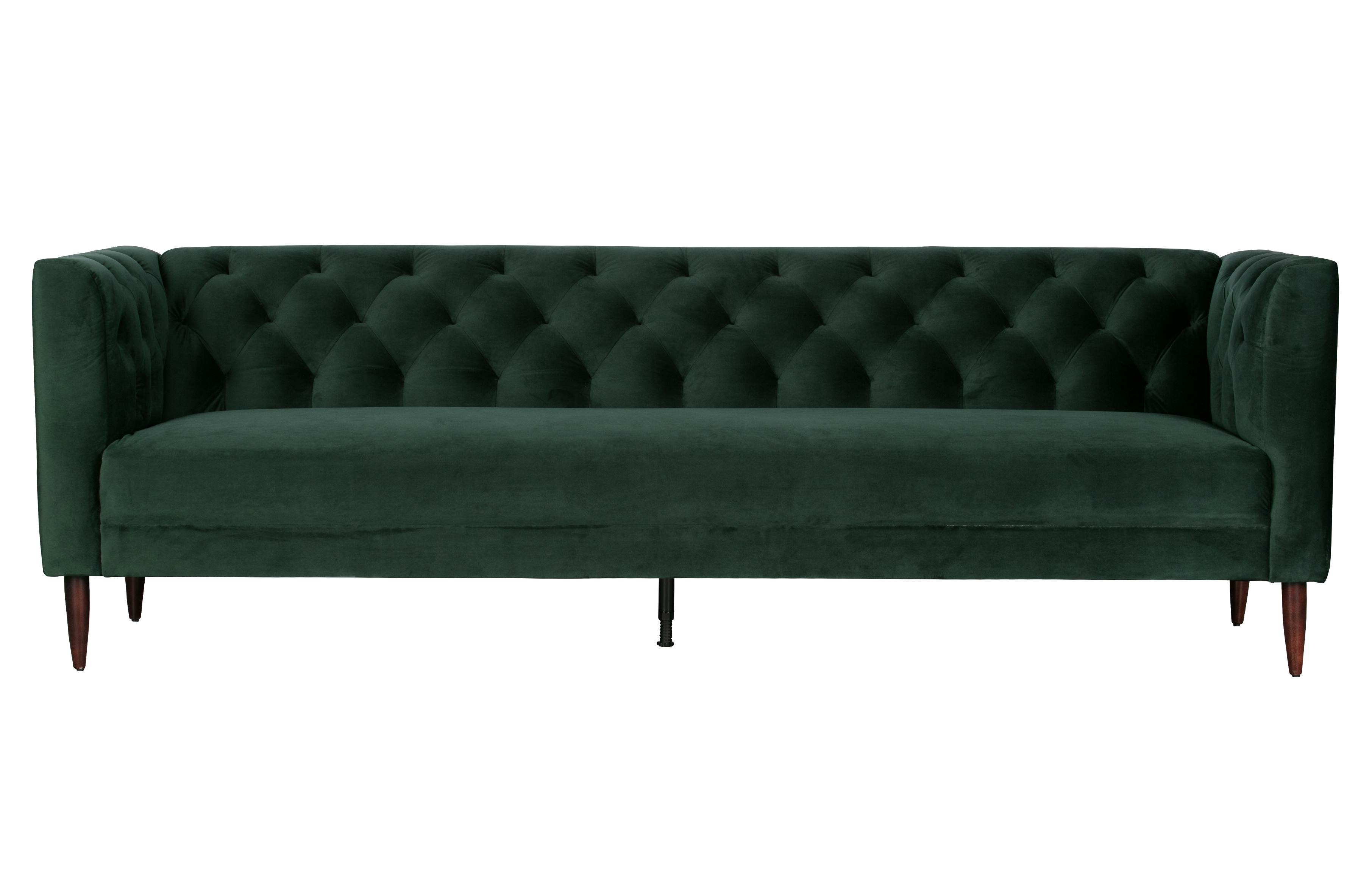 WOOOD Nisa 3 pers. sofa - mørkegrøn polyester fløjl og sort metal