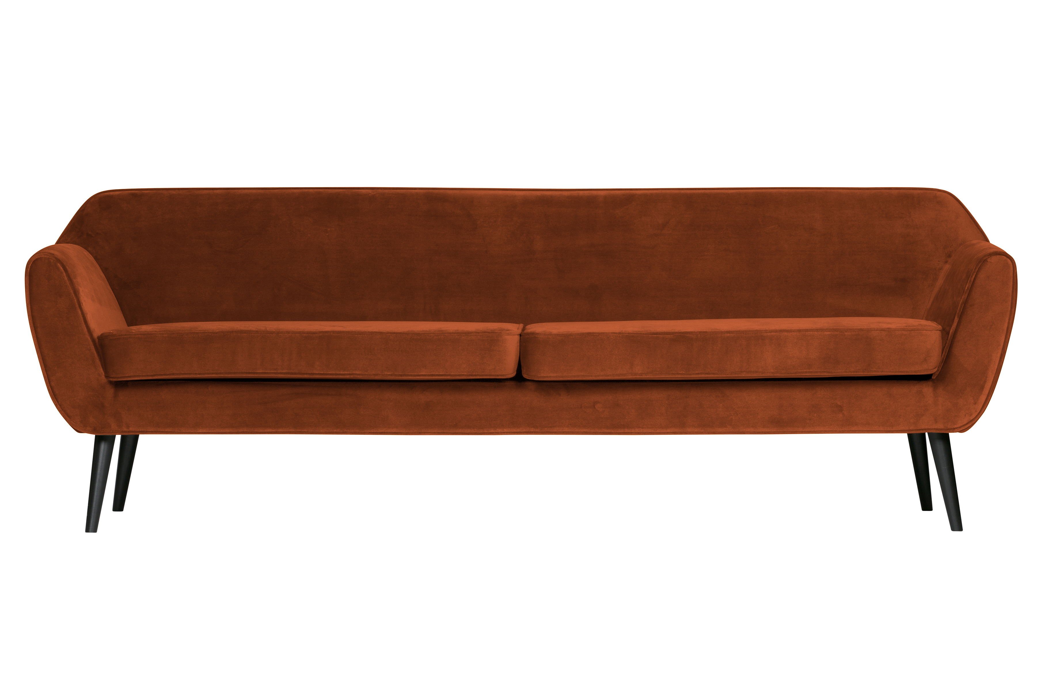 WOOOD Rocco XL soffa - rost polyester sammet och svart bok trä