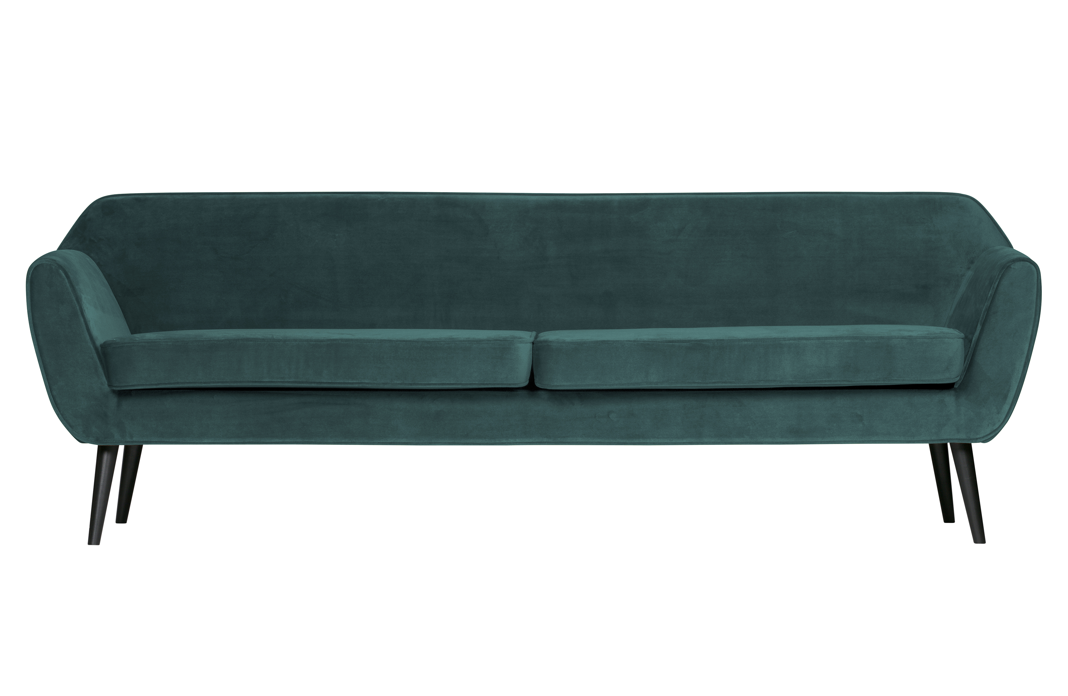 WOOOD Rocco XL sofa - krikand blågrøn polyester fløjl og sort bøgetræ