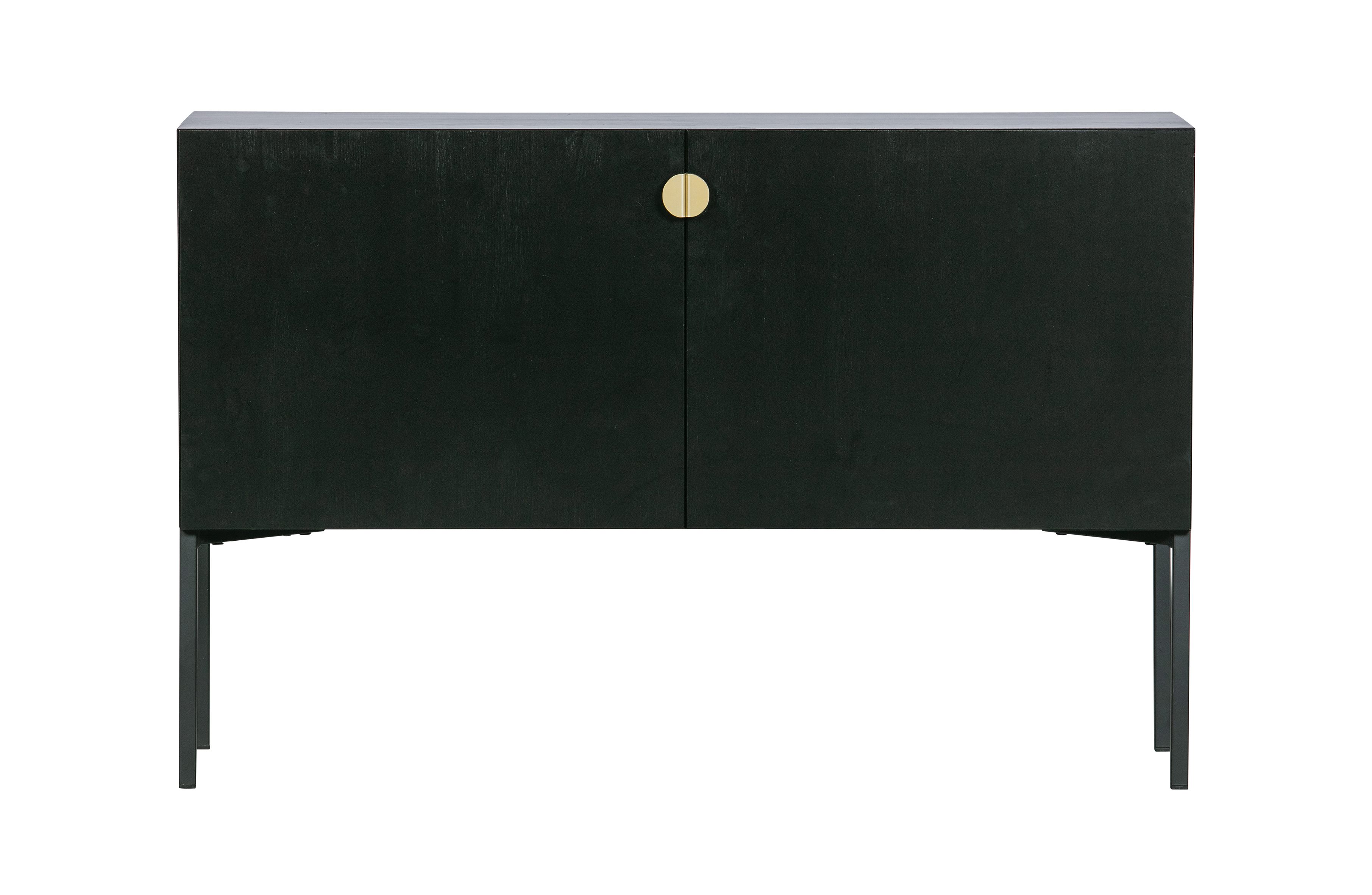WOOOD Helt sidebord, m. 2 låger og 1 hylde - sort fyrretræ og sort metal (116x35)