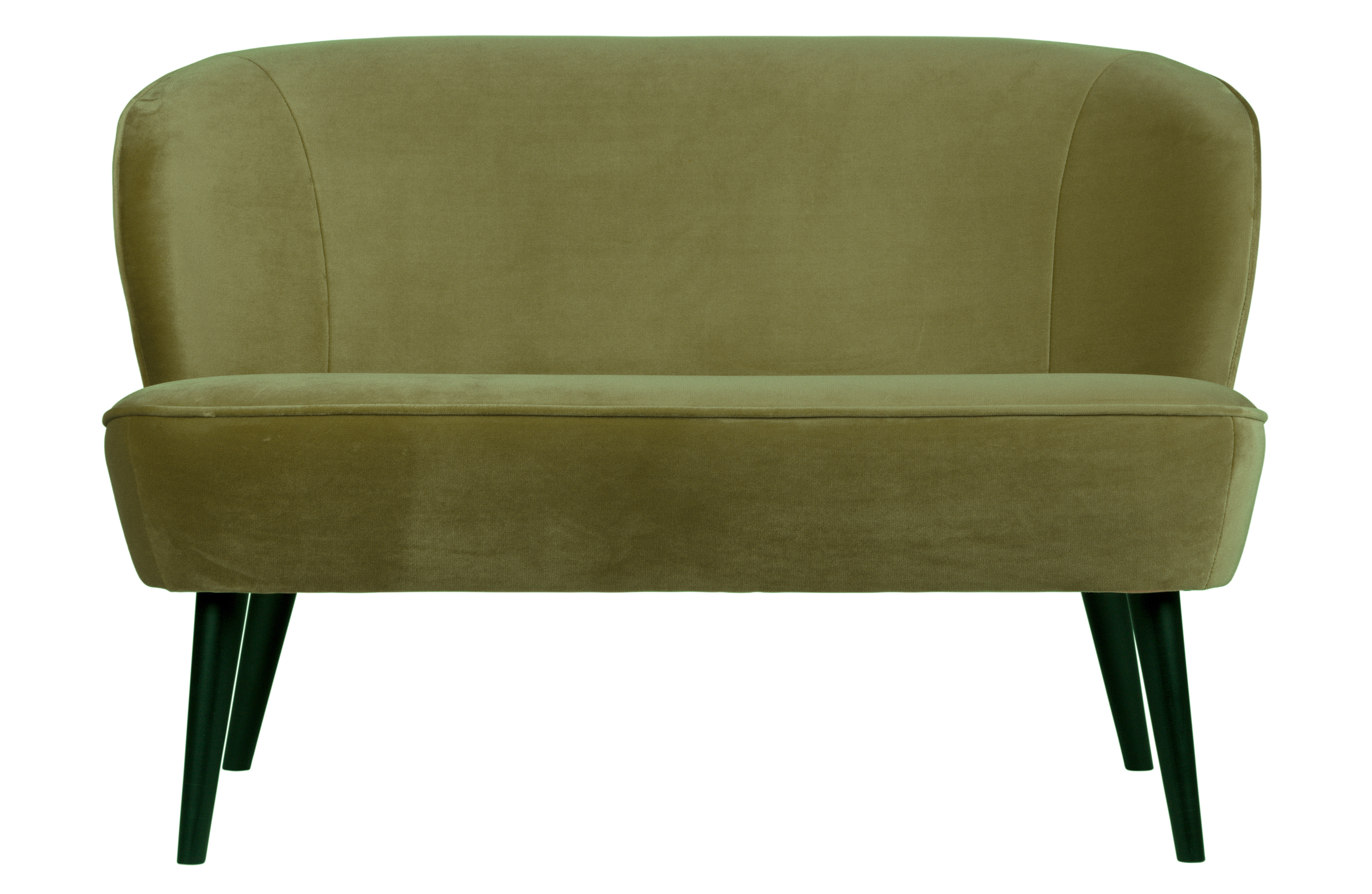 TRÄ Sara liten soffa - armégrön polyester sammet och trä