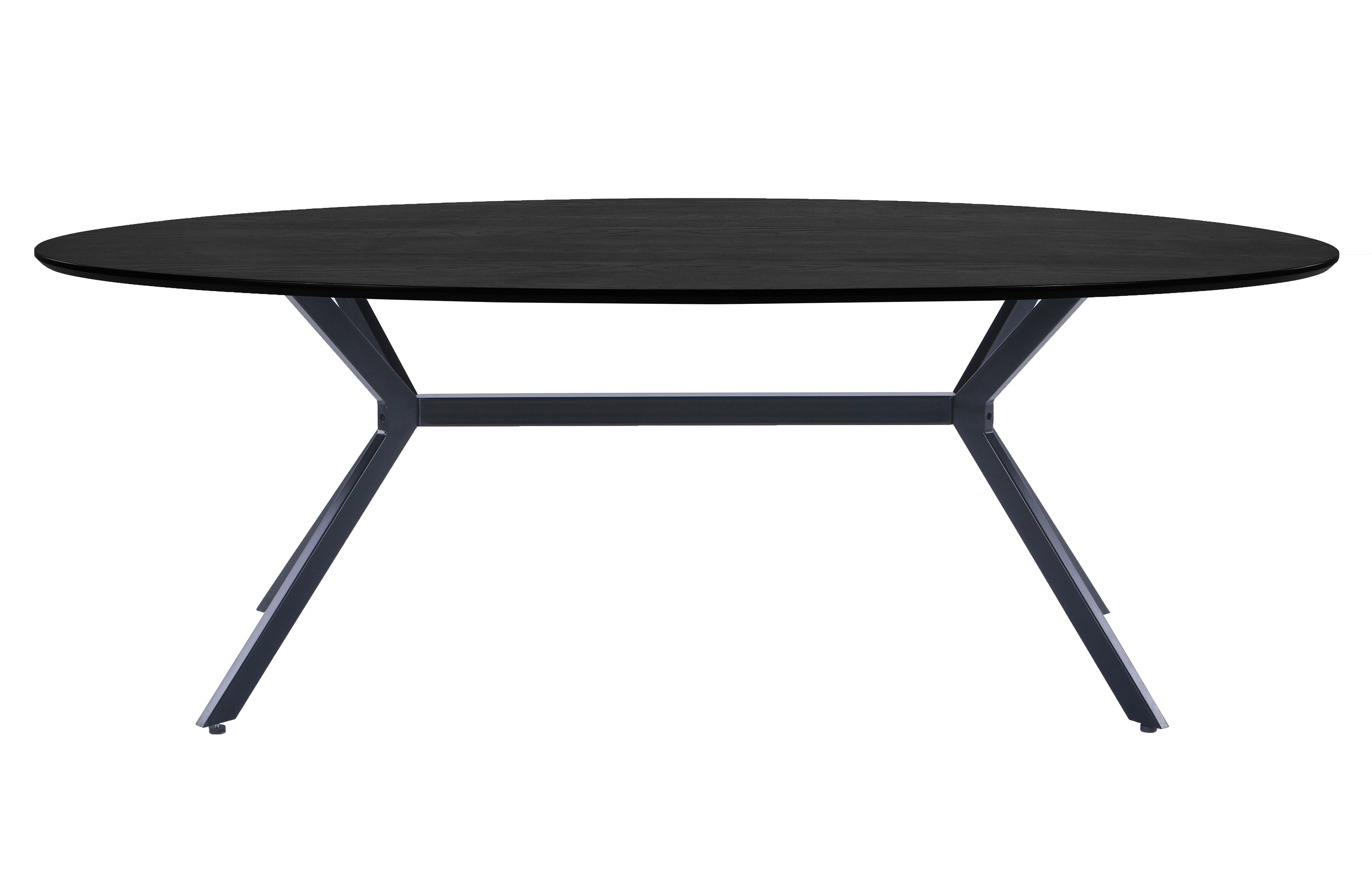 WOOOD EXCLUSIVE Bruno spisebord, oval - sort MDF og stål (220x100)