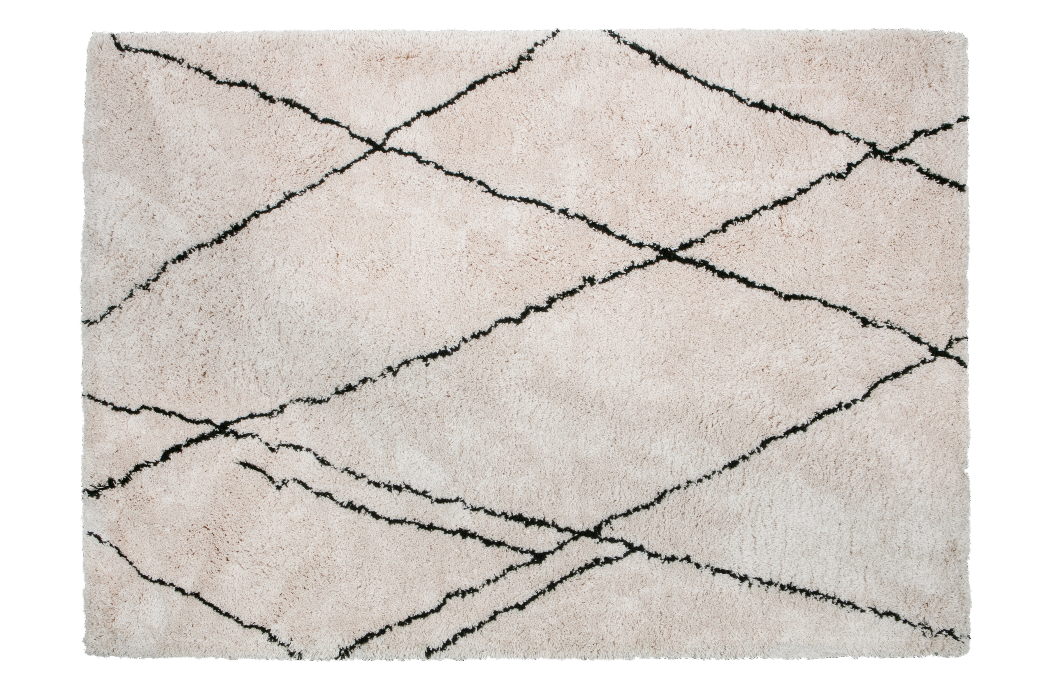 WOOOD Cleo matta, rektangulär - offwhite/svart grafiskt tryck polyester (200x300)