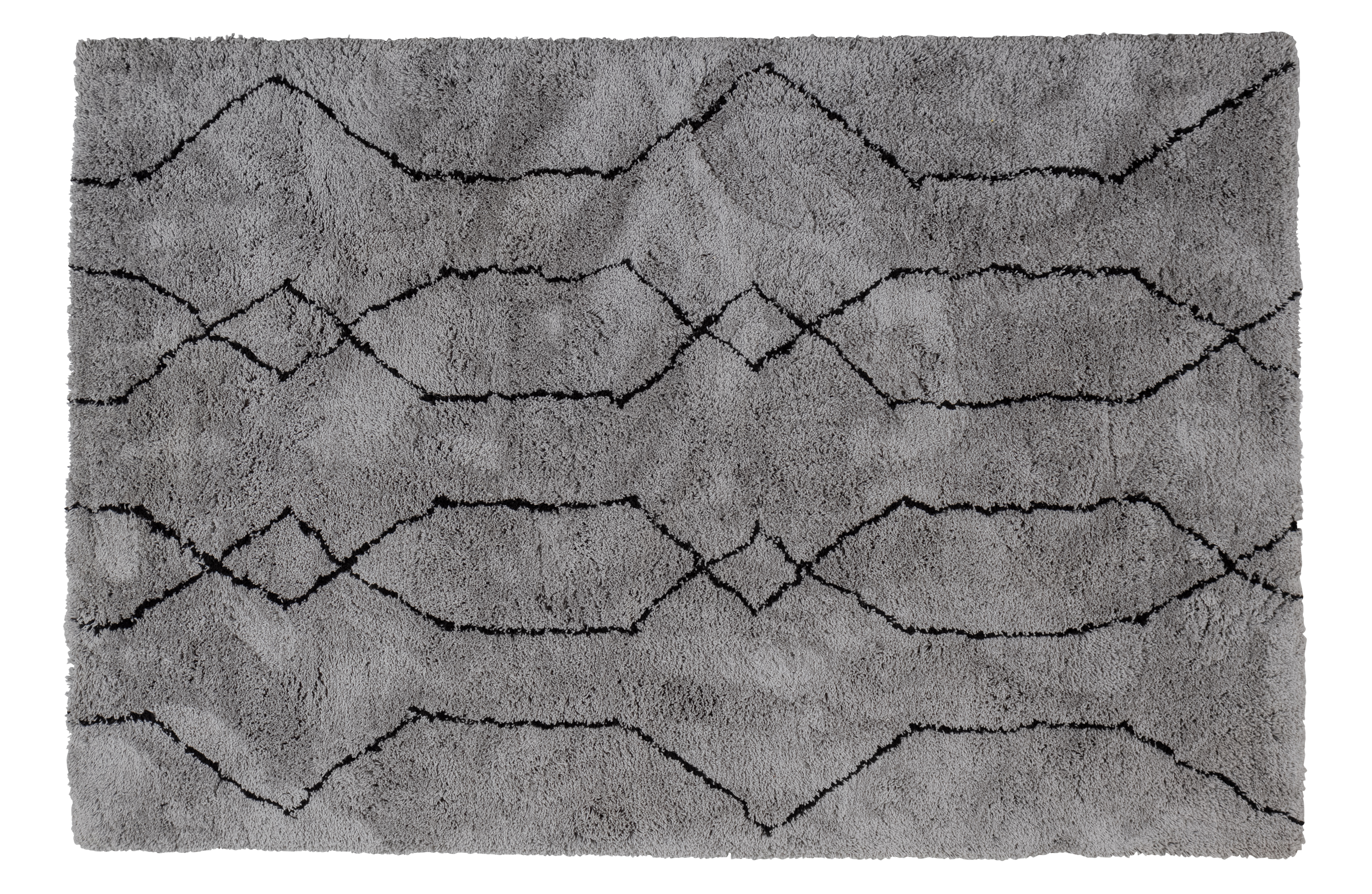 WOOOD Nové gulvtæppe, rektangulær - lysegrå/sort grafisk print polyester (200x300)