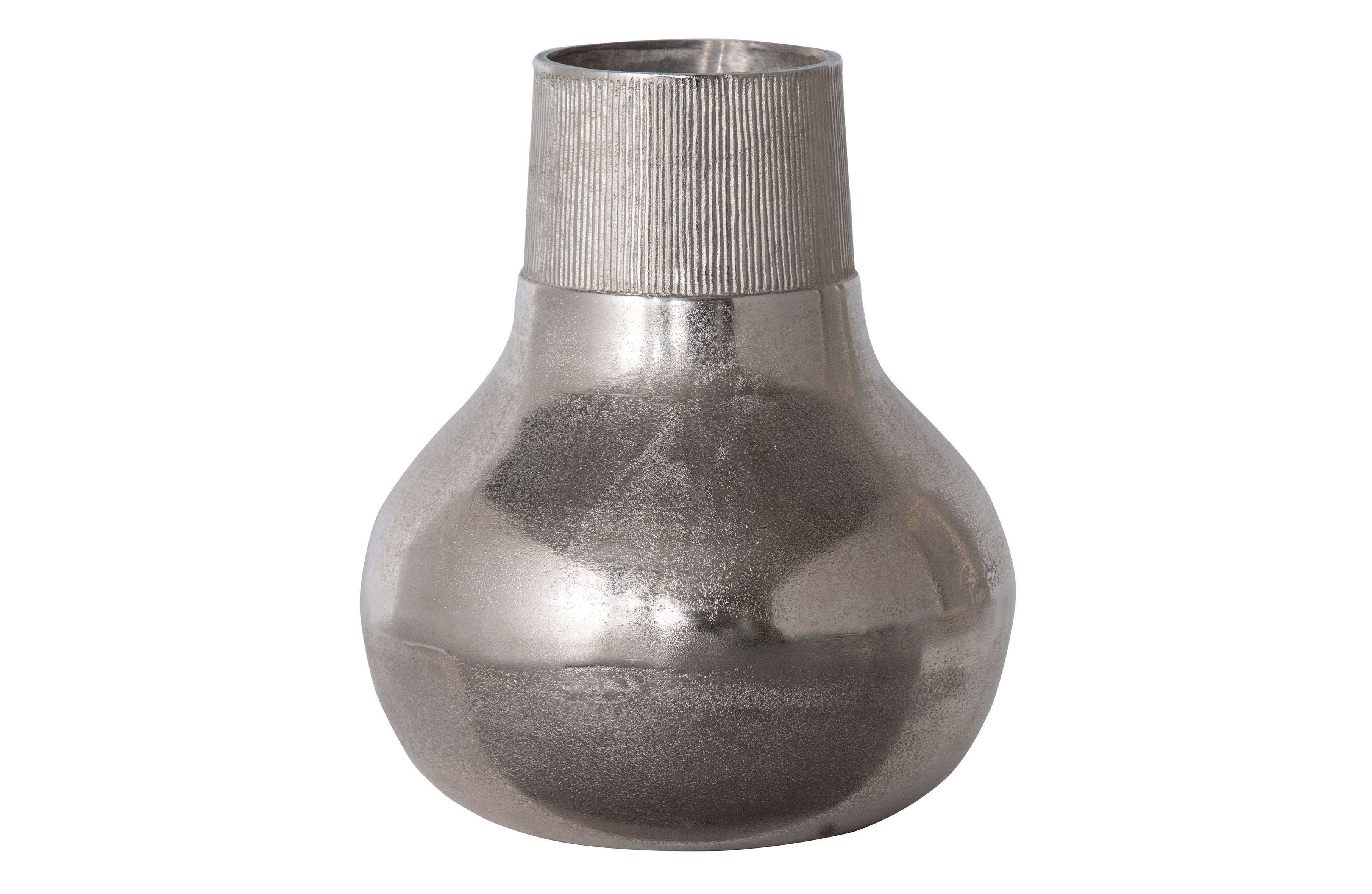 BEPUREHOME Metal L vase, rund - sølv aluminium (Ø30)